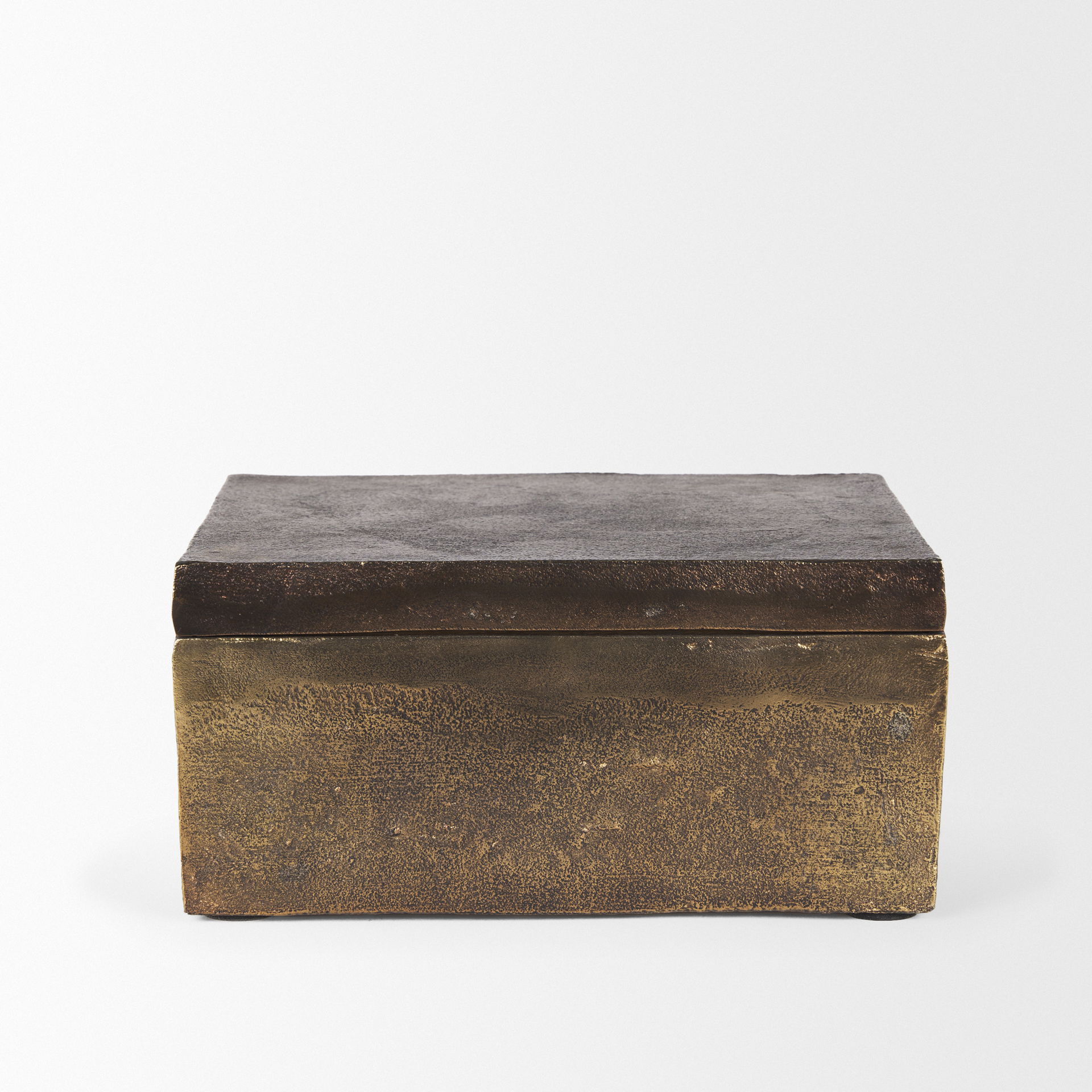 Porschia Large Antiqued Gold Metal Decorative Box, Boxe by Mercana, 9.84" length x 7.87" width x 4.72" height View 6