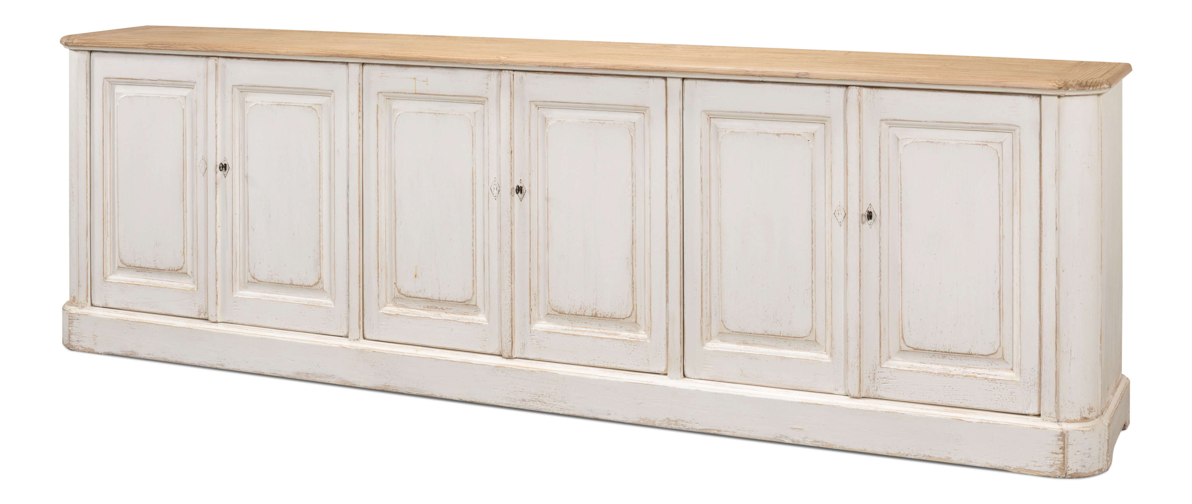 Antique Whitewash Sideboard, 6 Door large image 