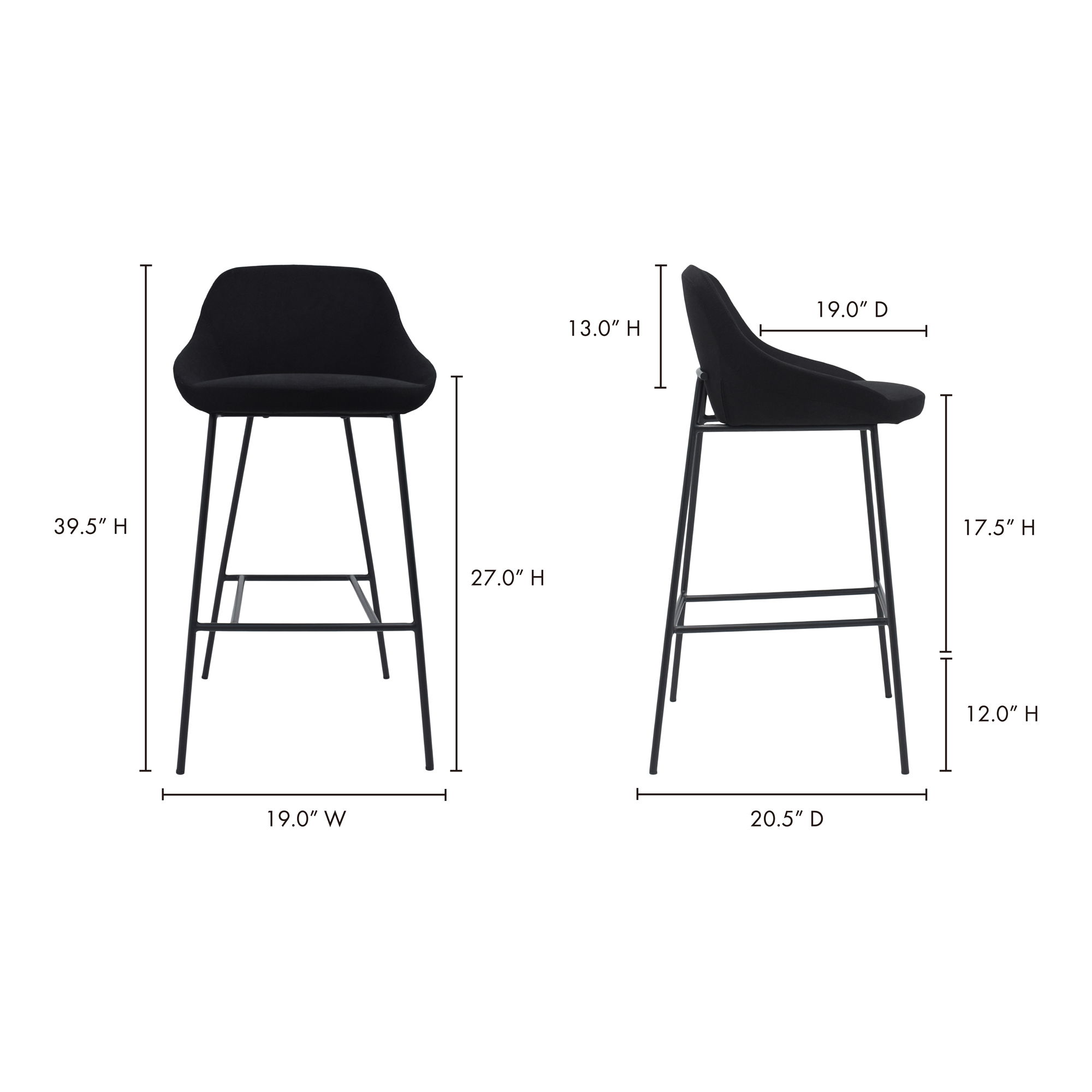 Shelby Bar Stool Black large image 