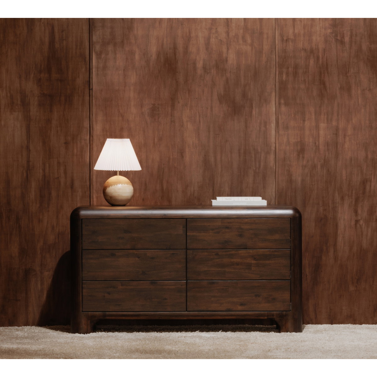 Rowan 6 Drawer Dresser Dark Brown, by Moe's Home, 58" width x 33" height x 18" depth View 10
