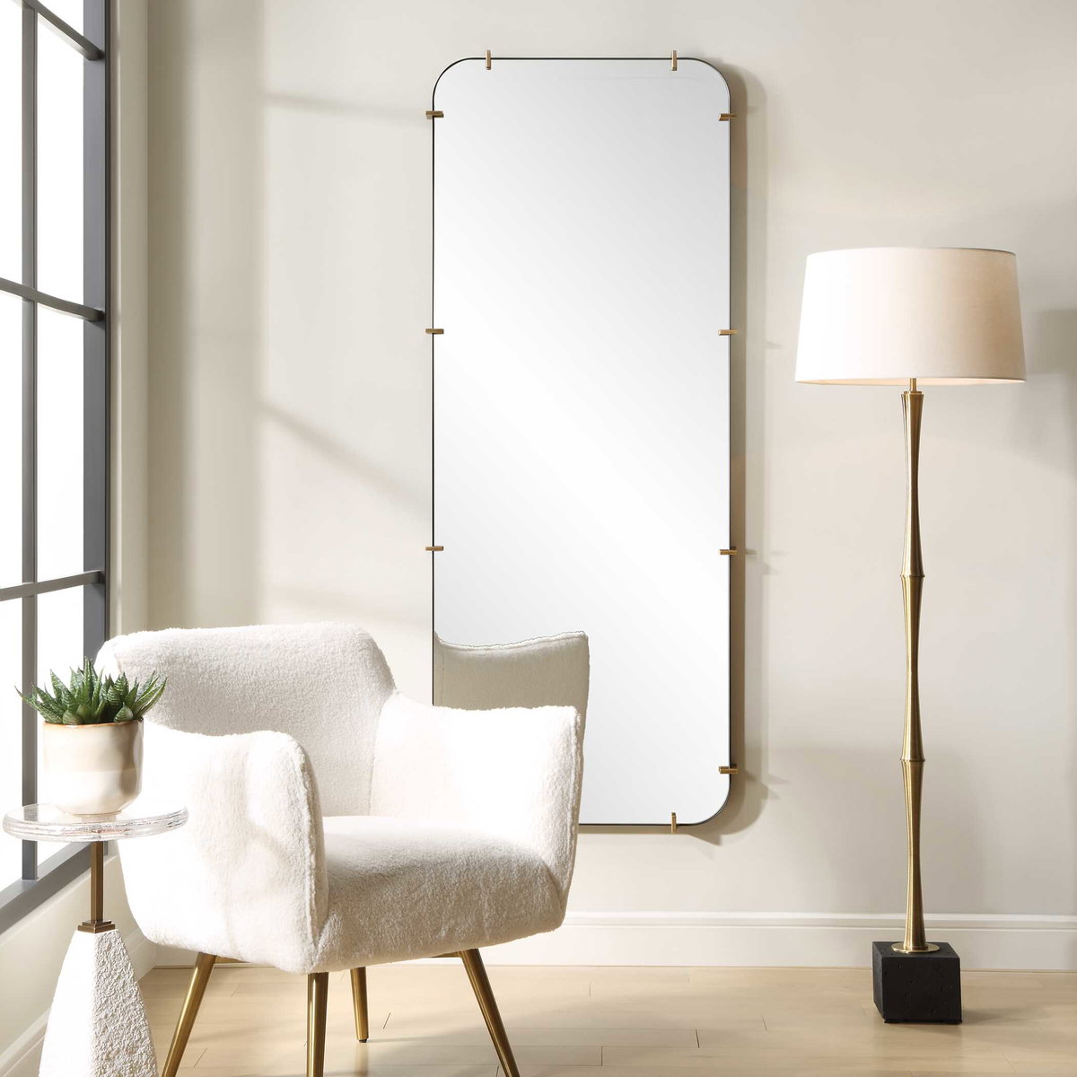 Pali Industrial Dressing Mirror, Floor Mirror by Uttermost, 29.37" width x 73.5" height x 2.5" depth View 4