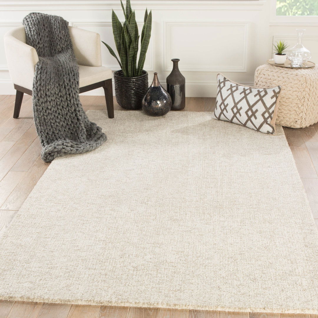 Richmond Solid Hand-Tufted Wool Ivory/Gray Area Rug large image 