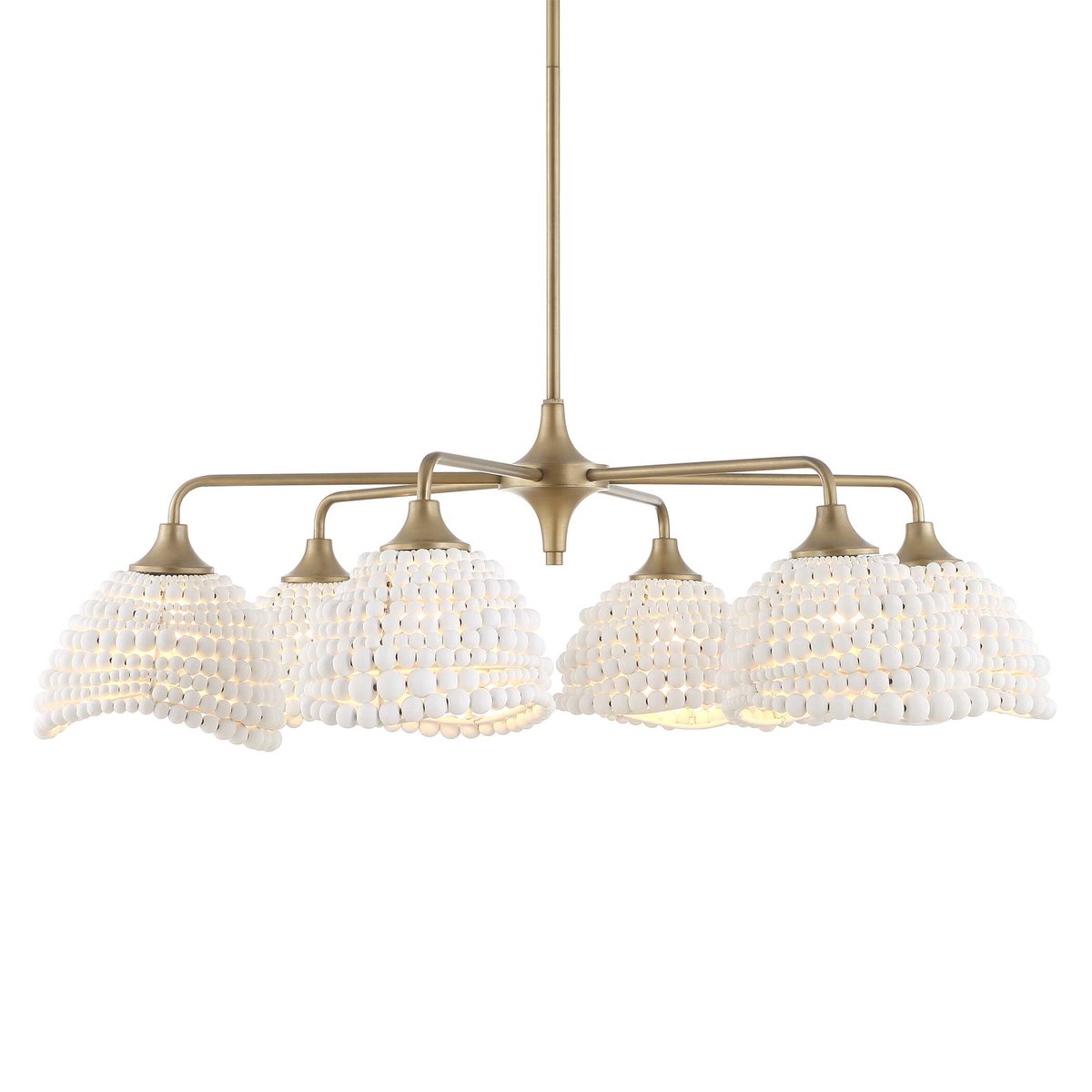 Biddeford 6 Light White Beaded Pendant, by Uttermost, 36" width x 11" height x 36" diameter View 1