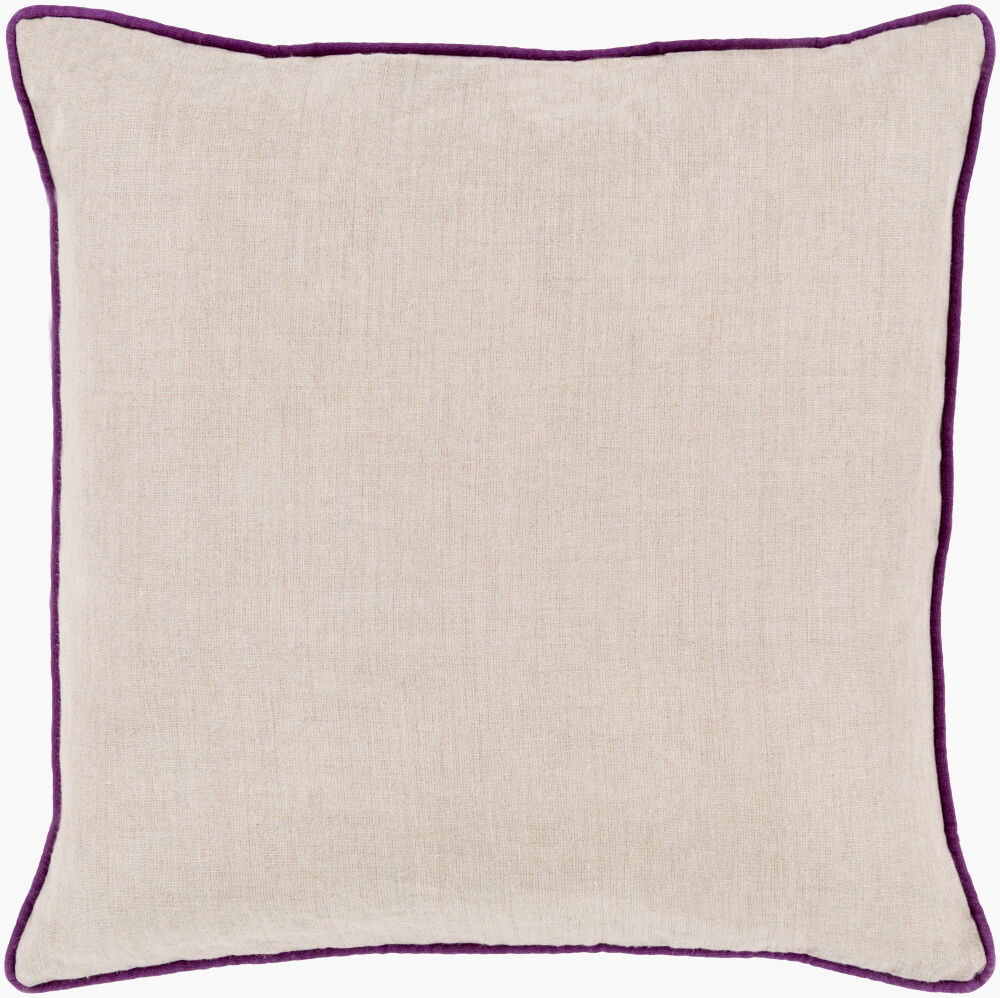 Linen Piped Accent Pillow, Decorative Pillow by Surya, 22" length x 22" width