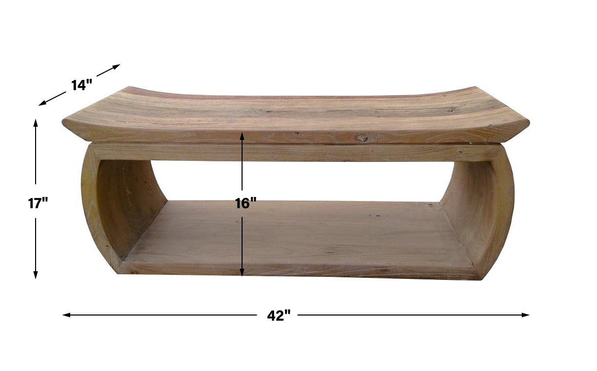 Connor Reclaimed Wood Bench, Furniture by Uttermost, 42" width x 17" height x 14" depth View 3