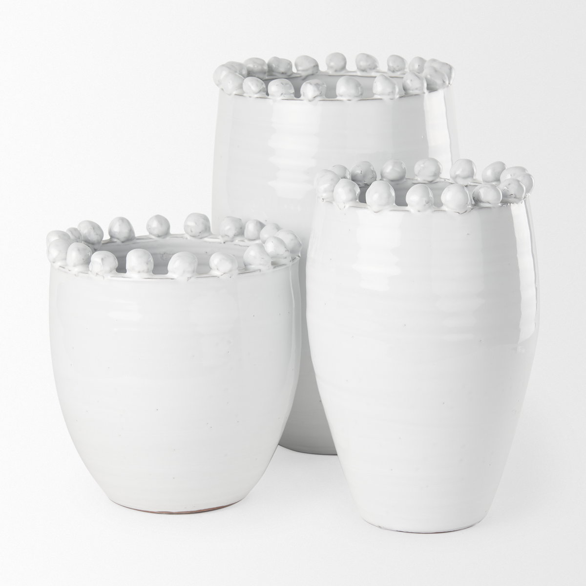 Basin Medium Off-White Glazed Vase, by Mercana, 7.28" length x 7.28" width x 11.22" height View 11