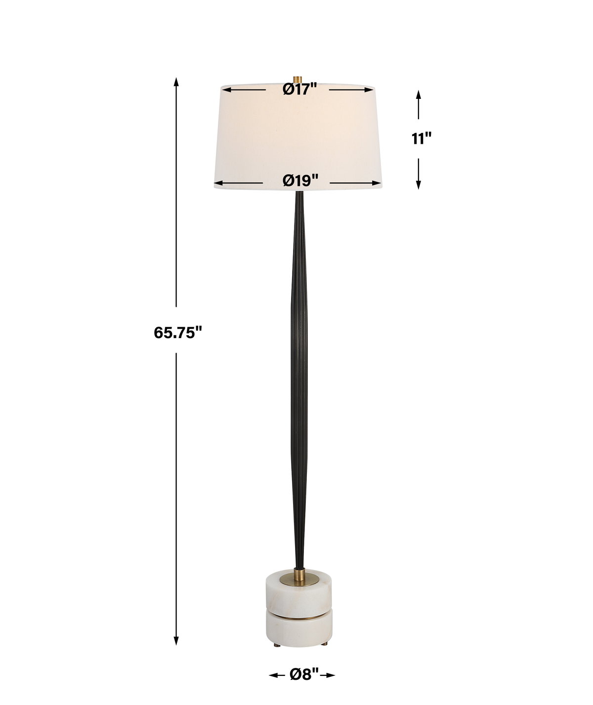 Miraz Iron Floor Lamp, by Uttermost, 19" width x 65.75" height x 19" depth View 3
