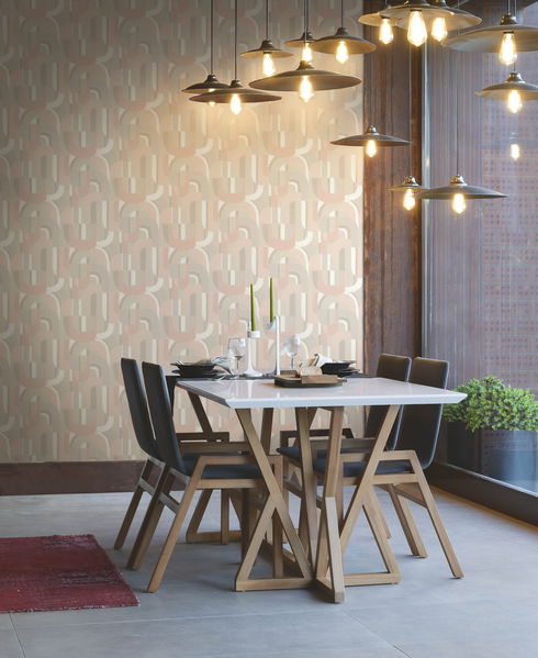 Sculpture Garden Pink & Cream Wallpaper