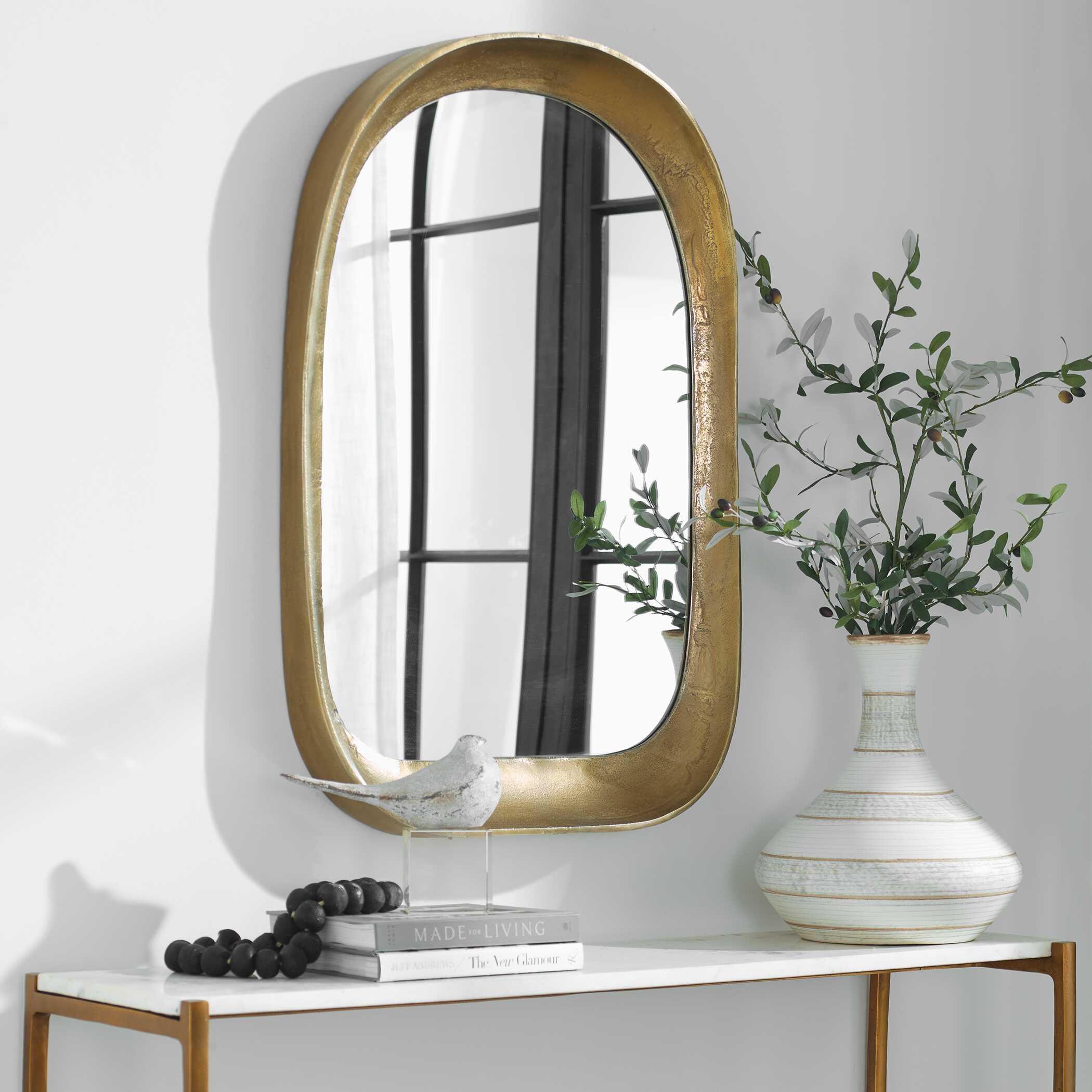 Bradano Brass Arch Mirror, by Uttermost, 23.75" width x 35.5" height x 4" depth View 4