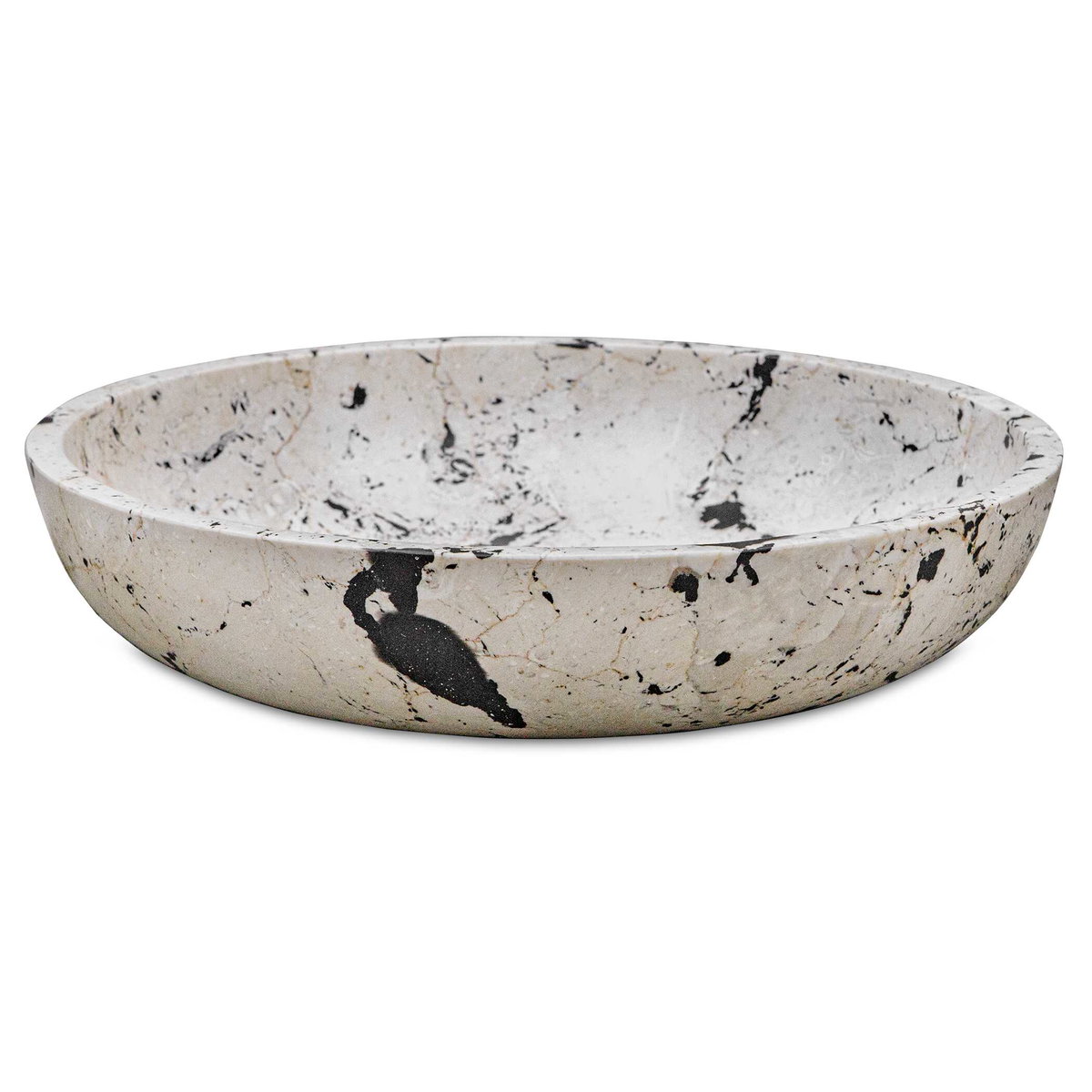 Nouveau Limestone Bowl, Decorative Tray by Uttermost, 18" width x 4" height x 18" depth View 1