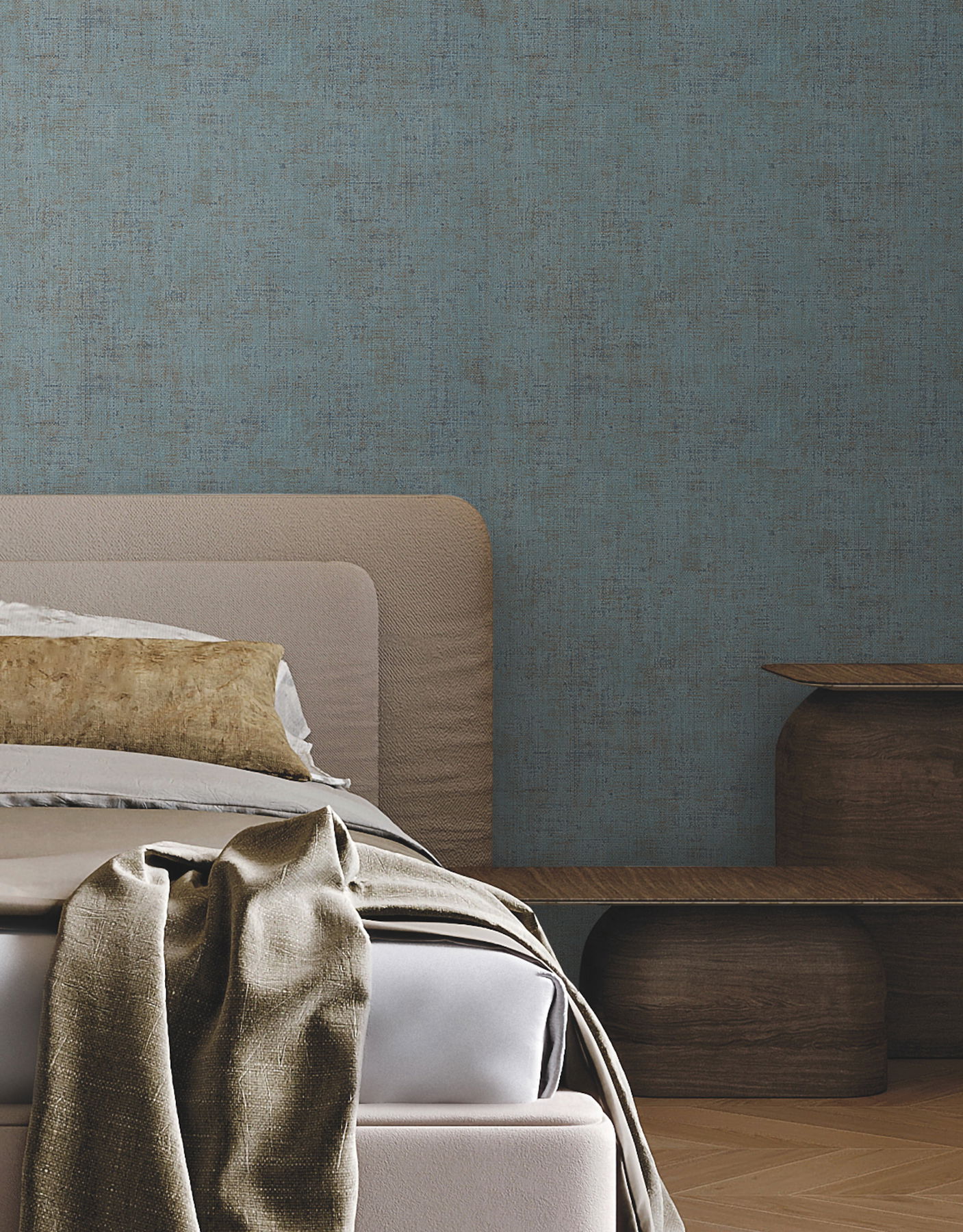 Alma Blue Faux Weave Wallpaper large image 