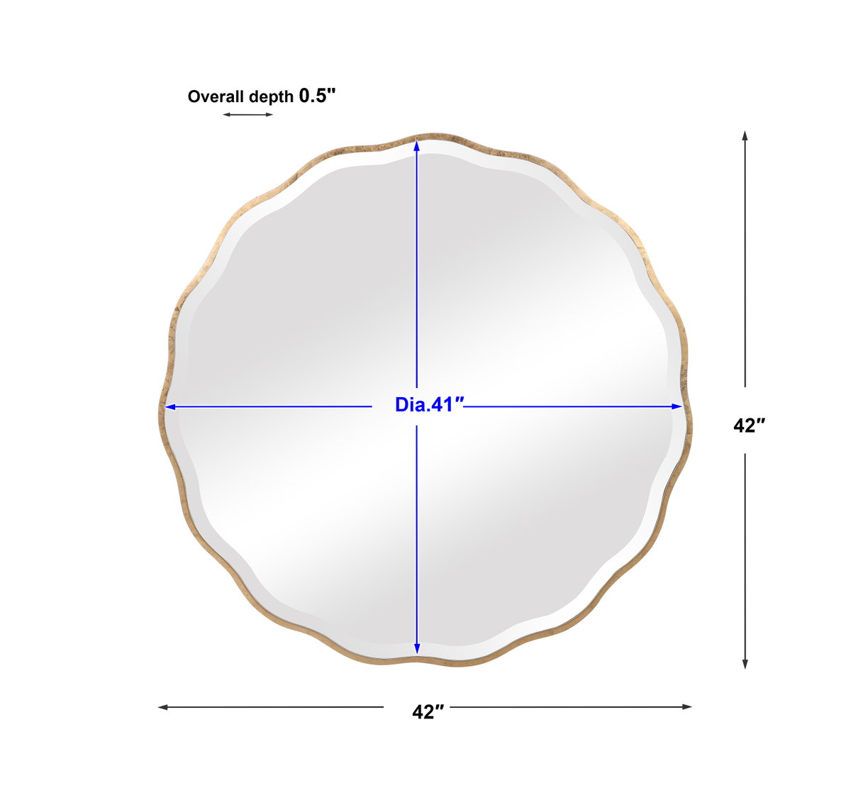 Aneta Gold Round Mirror, by Uttermost, 42" width x 42" height x 0.5" depth View 3
