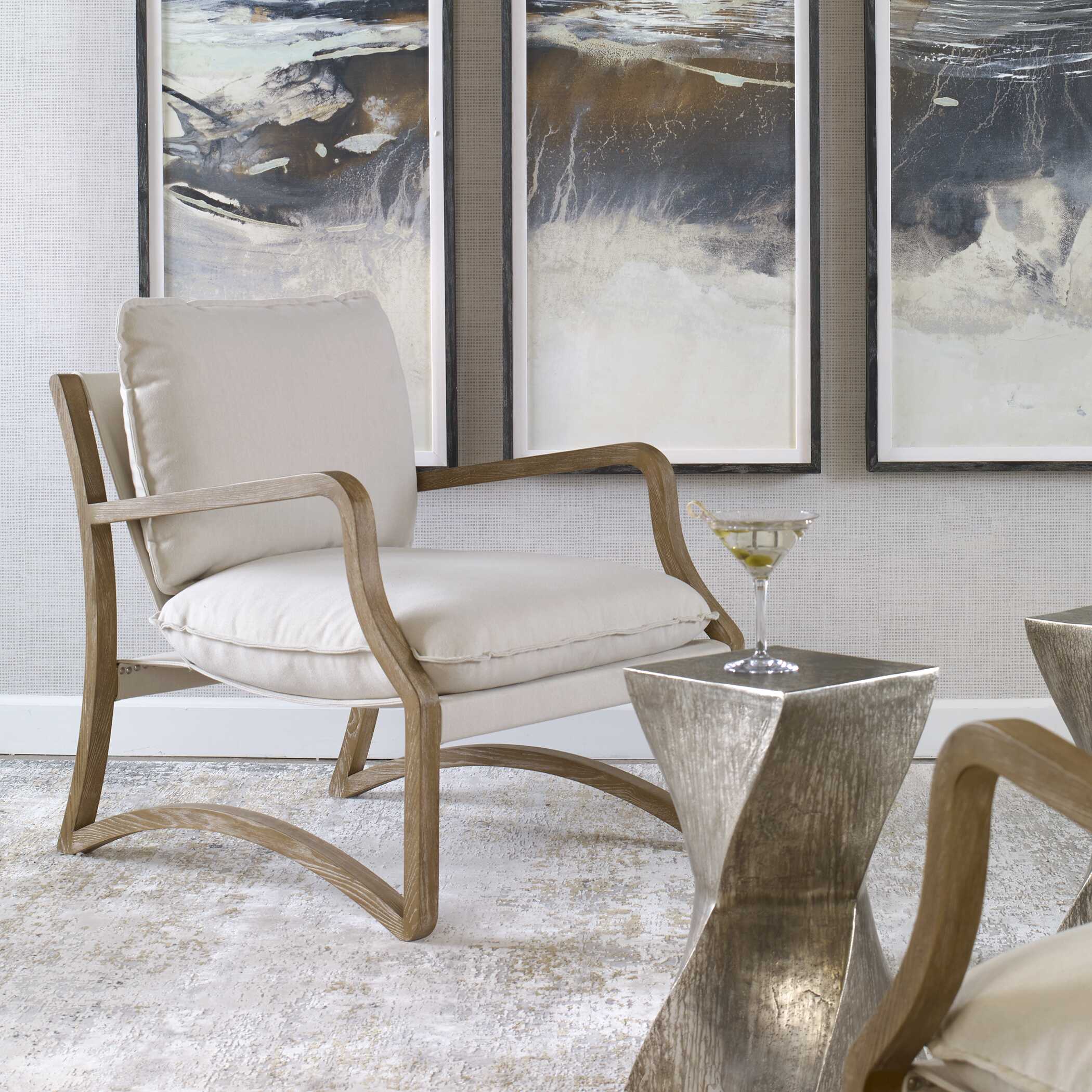 Melora Solid Oak Accent Chair large image 