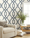 Magnolia Home Woven Trellis Blue & White Peel & Stick Wallpaper, by York Wall, 20' length x 1'8.5" width x 0.02" depth thumbnail 2