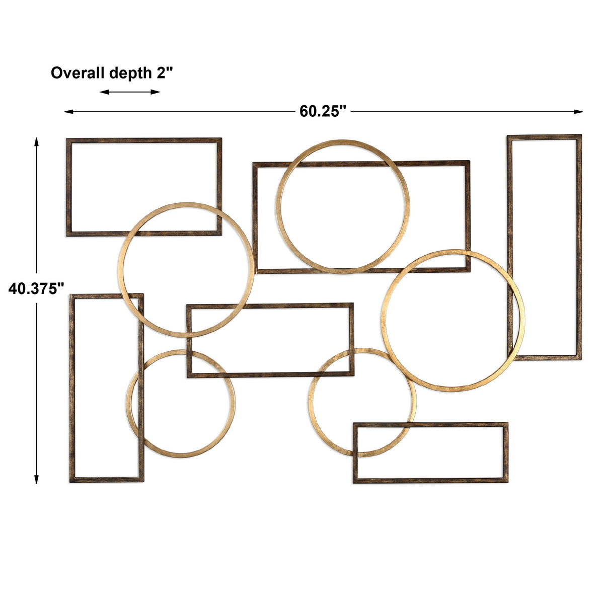 Elias Bronze And Gold Wall Art, Sculptural Wall Art by Uttermost, 40.37" width x 60.25" height x 2" depth View 3