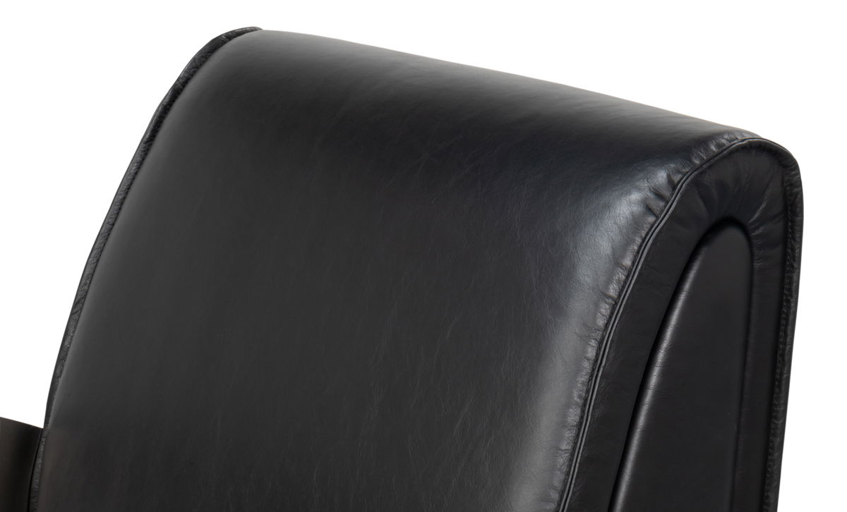 Carlisle Armchair  Leather Onyx Black, by Sarreid, 3'1" length x 2'5" width x 2'6" height View 4
