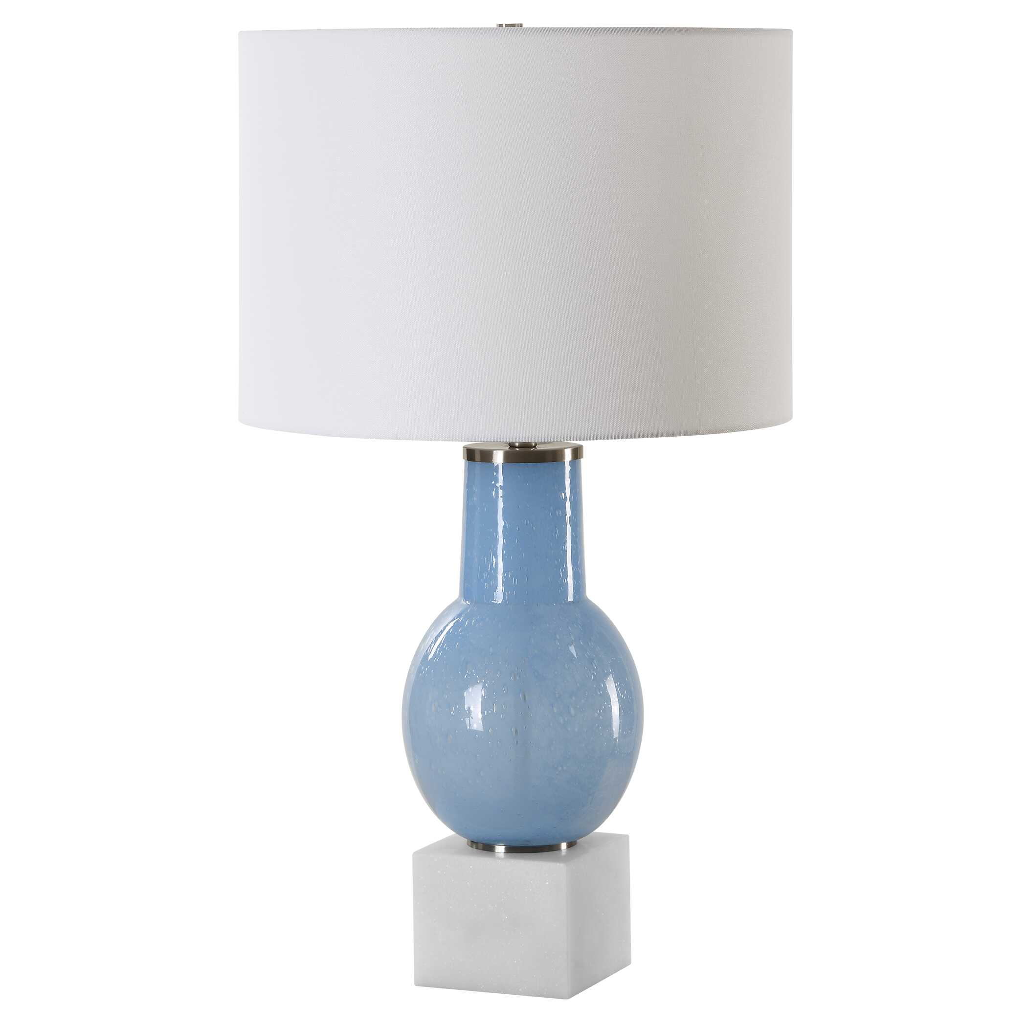 Clear Sky Blue Glass Table Lamp, by Uttermost, 16" width x 28" height x 16" depth View 5