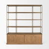 Baron 4-Door Light Brown Wood with Gunmetal Open Shelving Unit, Shelving & Bookcase by Mercana, 81.75" length x 19" width x 90" height thumbnail 6