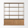 Baron 4-Door Light Brown Wood with Gunmetal Open Shelving Unit, Shelving & Bookcase by Mercana, 81.75" length x 19" width x 90" height thumbnail 6