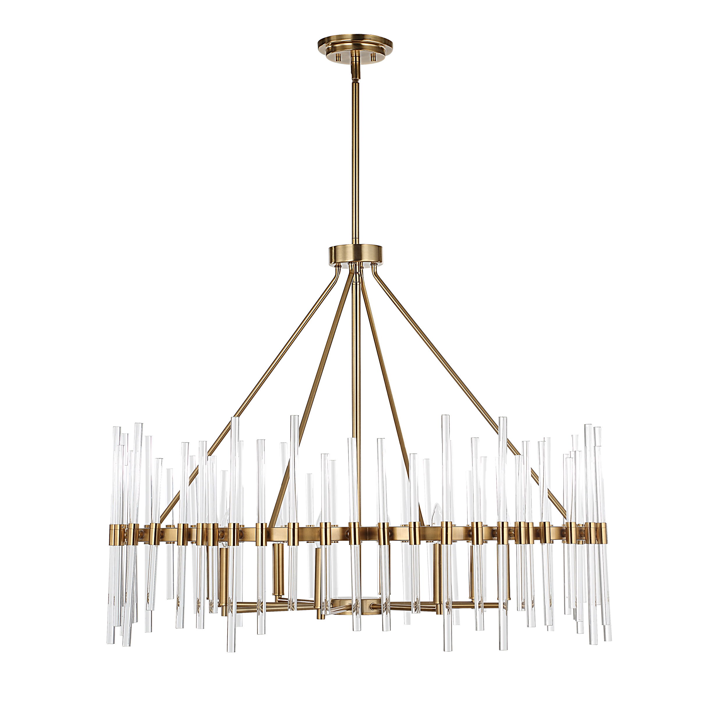 Crystal Stick 8 Light Brass Chandelier large image 