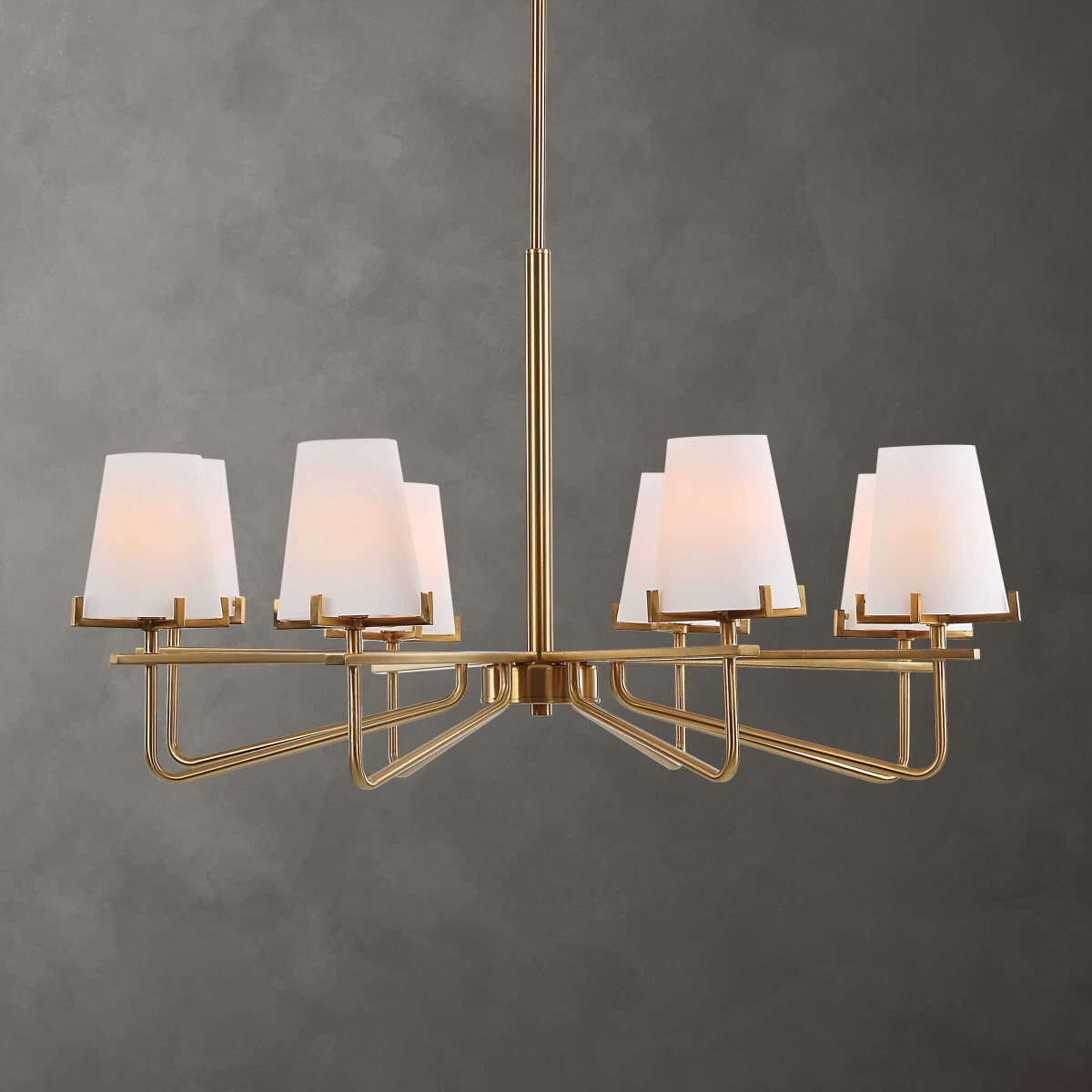 Lassen 8 Light Brass Chandelier, by Uttermost, 36" width x 20.25" height x 36" diameter x 36" depth View 1