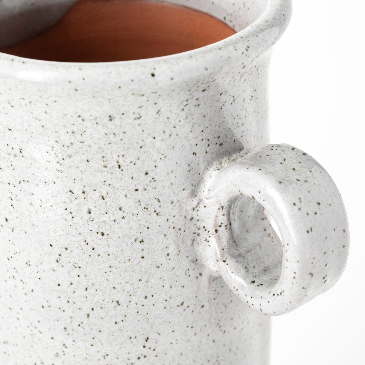 Frieda Small Freckled Gray Ceramic Jug, Decorative Jar by Mercana, 5.32" length x 3.74" width x 8.86" height View 10