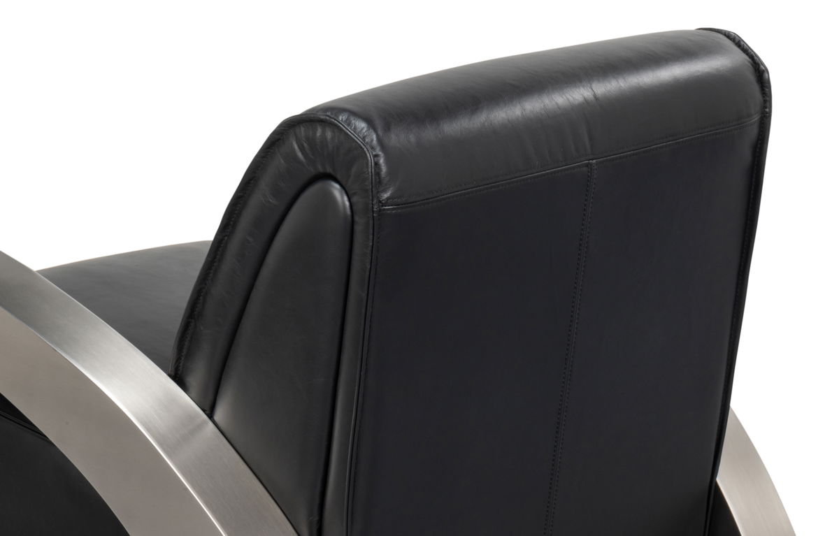 Carlisle Armchair  Leather Onyx Black, by Sarreid, 3'1" length x 2'5" width x 2'6" height View 3