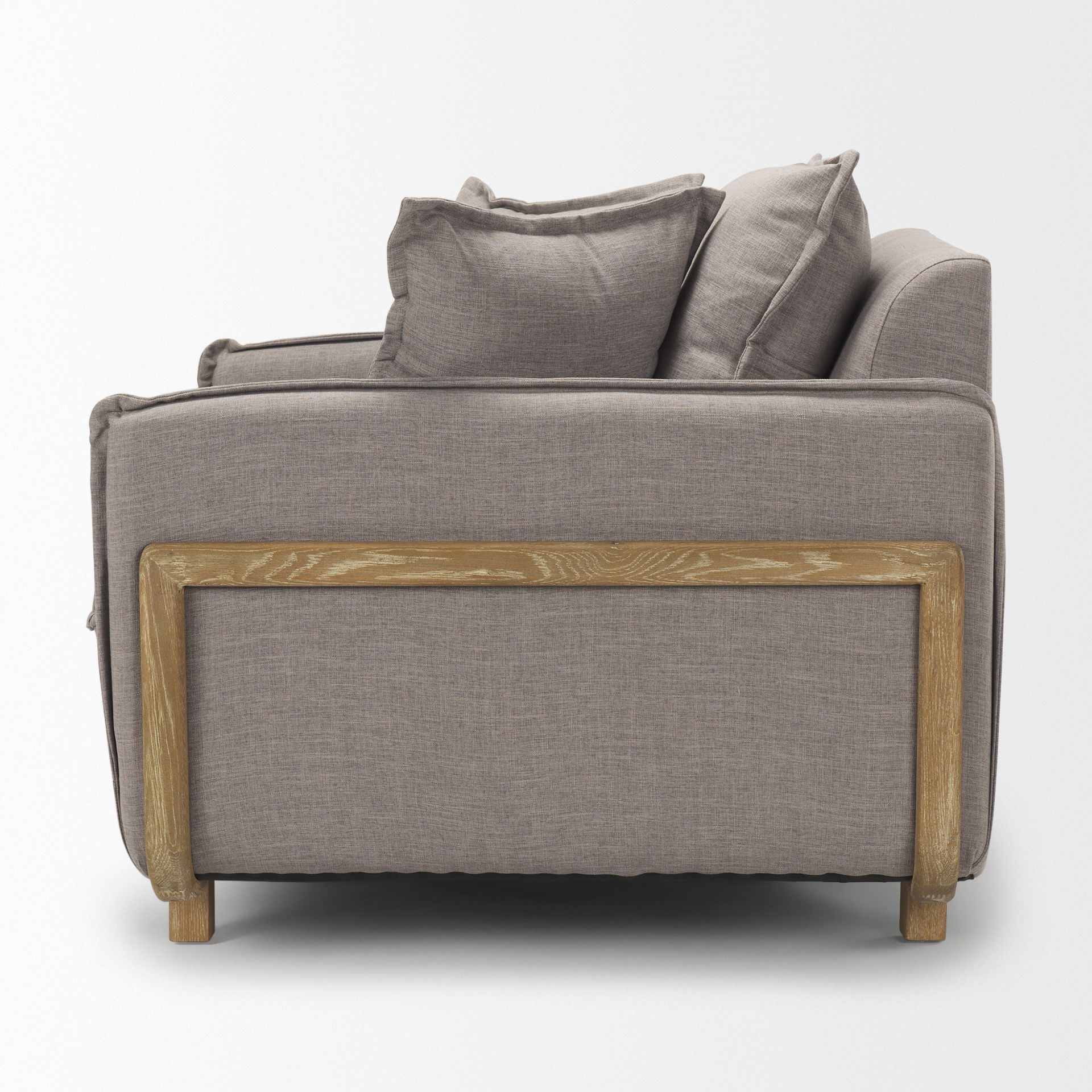 Roy II Flint Gray Upholstered and Brown Wood Frame Arm Chair, Accent Chair by Mercana, 43.31" length x 41.73" width x 33.07" height View 5