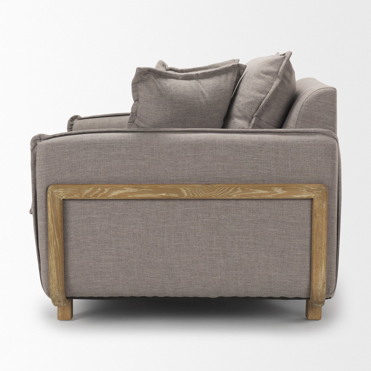 Roy II Flint Gray Upholstered and Brown Wood Frame Arm Chair, Accent Chair by Mercana, 43.31" length x 41.73" width x 33.07" height View 5