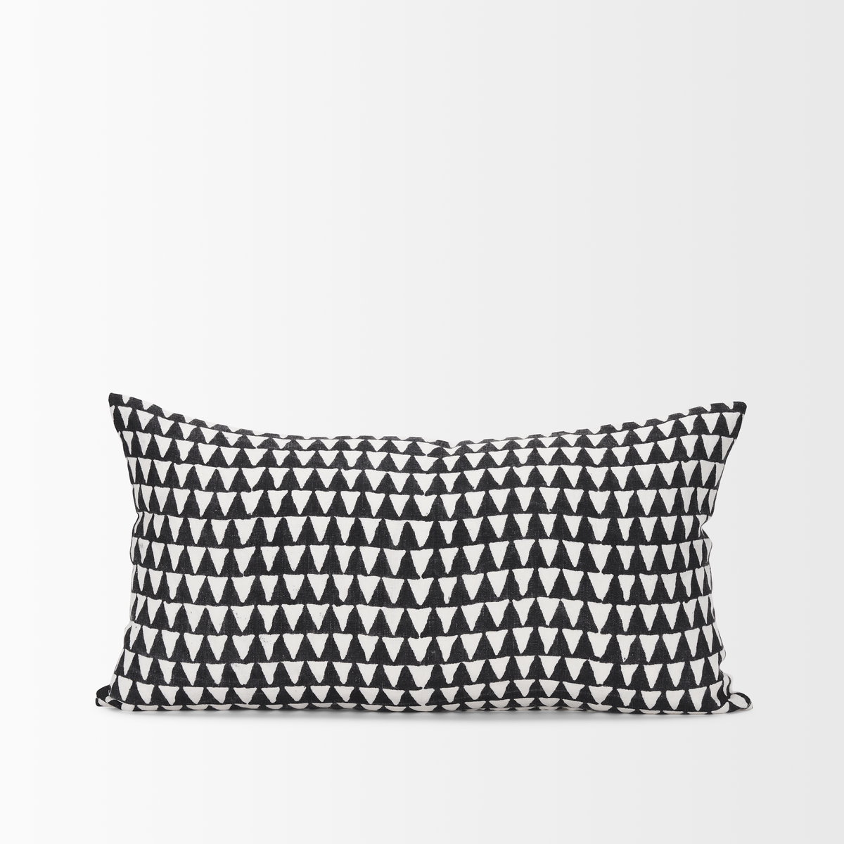 Jolie Cream with Black Print Linen Lumbar Decorative Pillow Cover, by Mercana, 14" length x 26" width x 0.2" height View 3