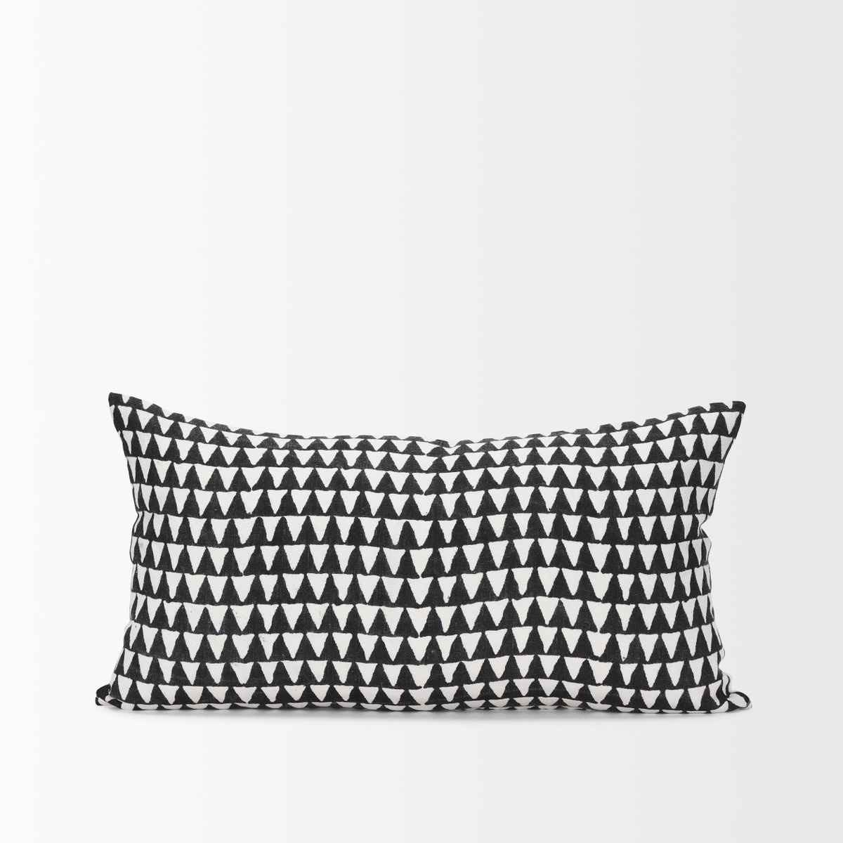 Jolie Cream with Black Print Linen Lumbar Pillow Cover, Decorative Pillow by Mercana, 14" length x 26" width x 0.2" height View 3