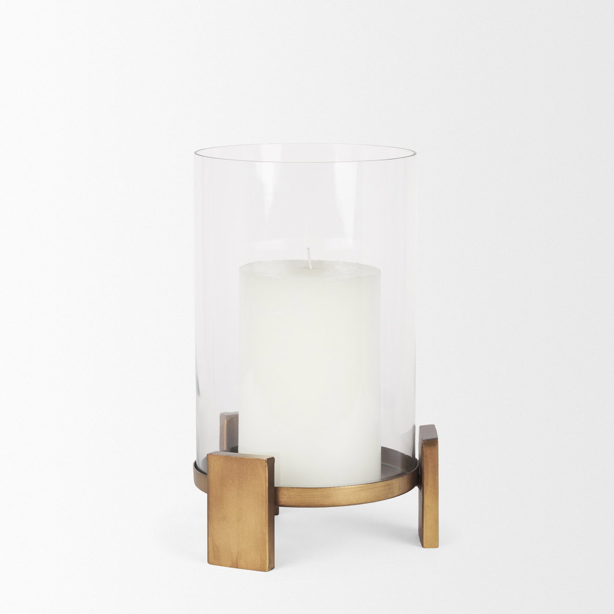 Price Small Antiqued Gold Metal with Glass Hurricane Candle Holder, Candles & Candle Holder by Mercana, 8" length x 8" width x 11.5" height View 6