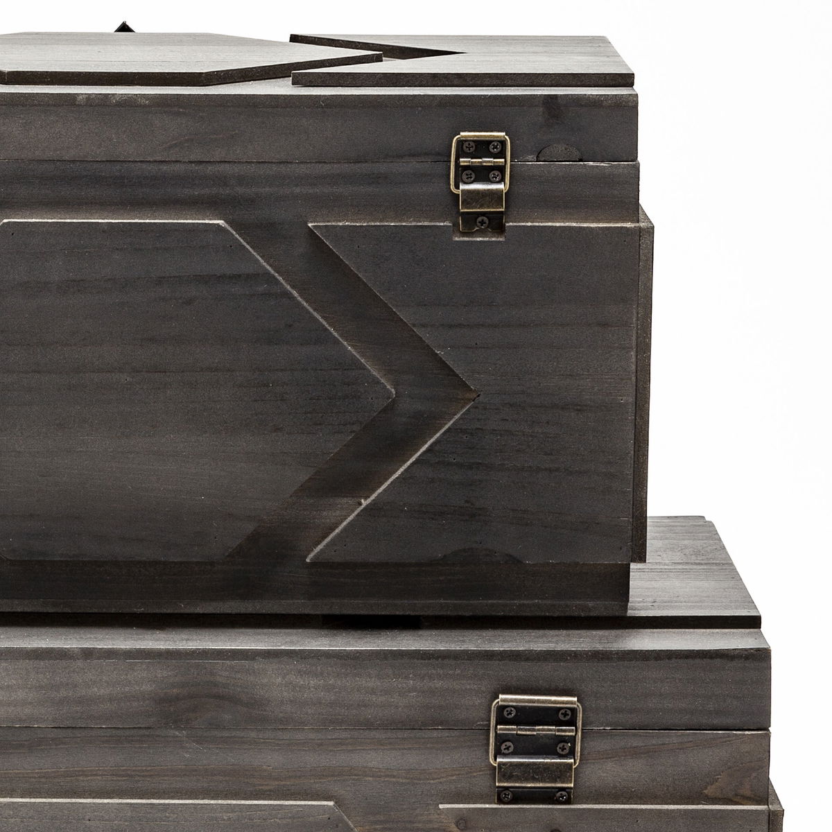 Cassia Set of 2 Brown Wooden Boxes, by Mercana, 11" length x 20" width x 9.87" height View 9