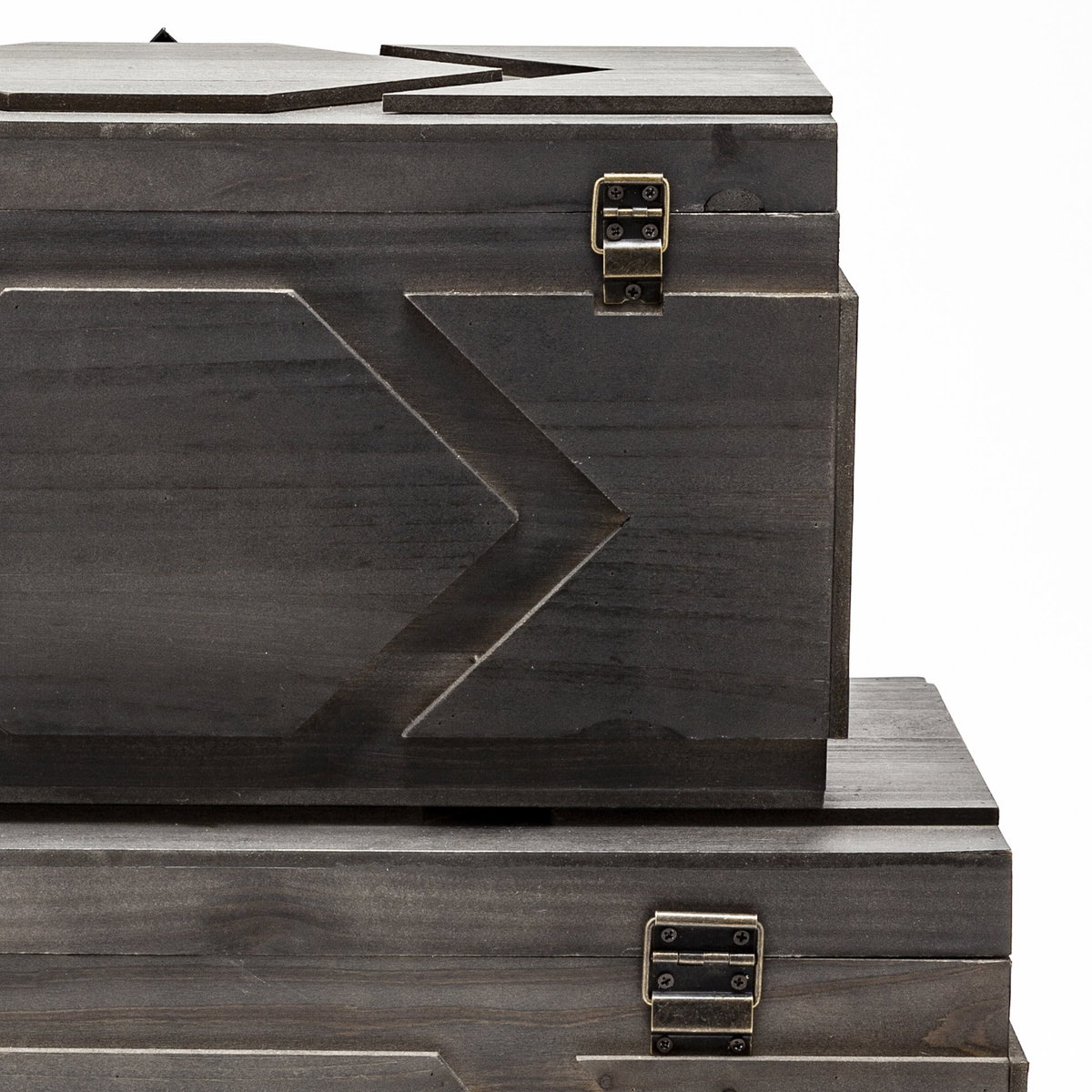 Cassia Set of 2 Brown Wooden Boxes, by Mercana, 11" length x 20" width x 9.87" height View 9