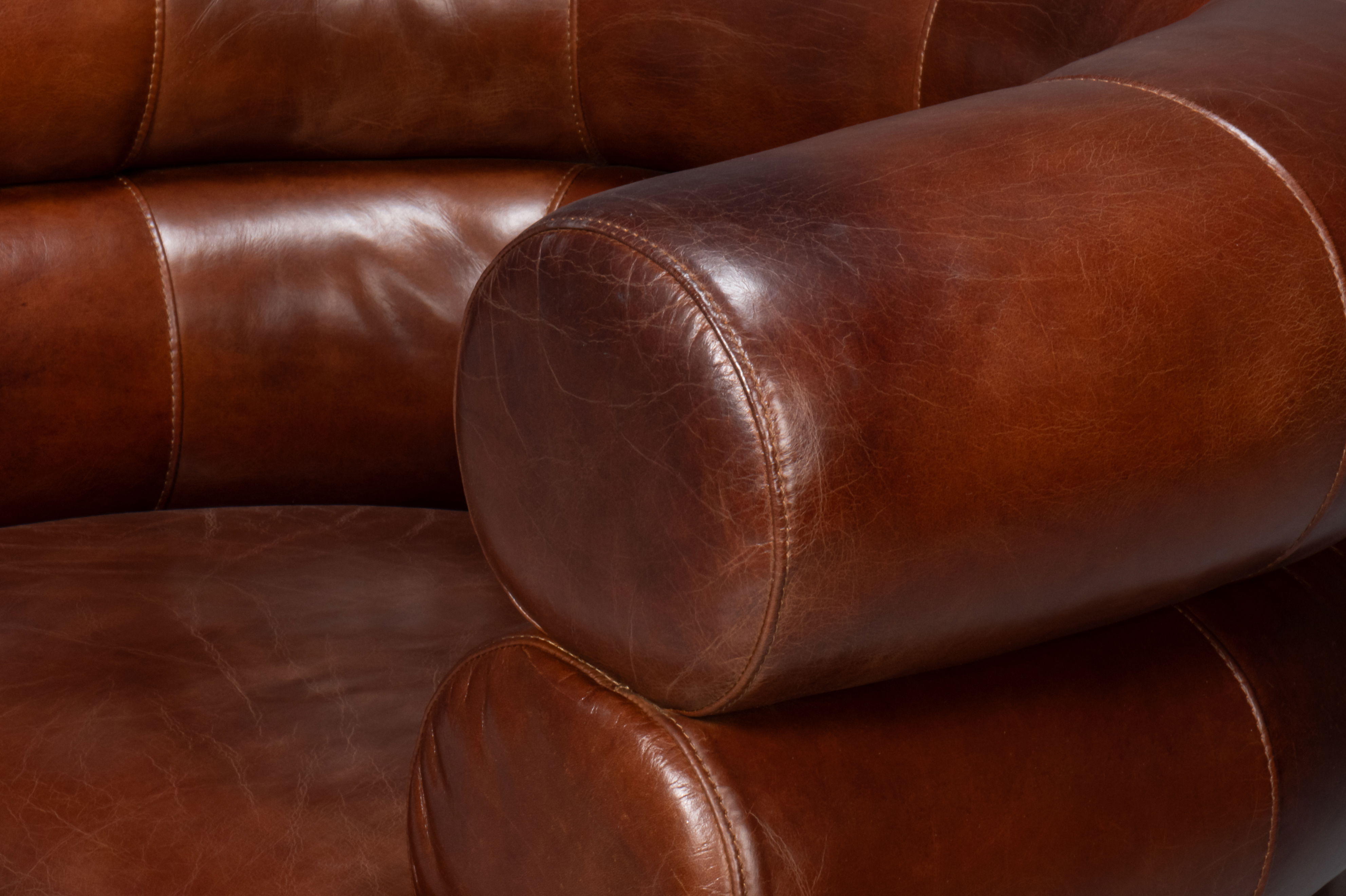 Rondo Leather Swivel Chair Brown large image 