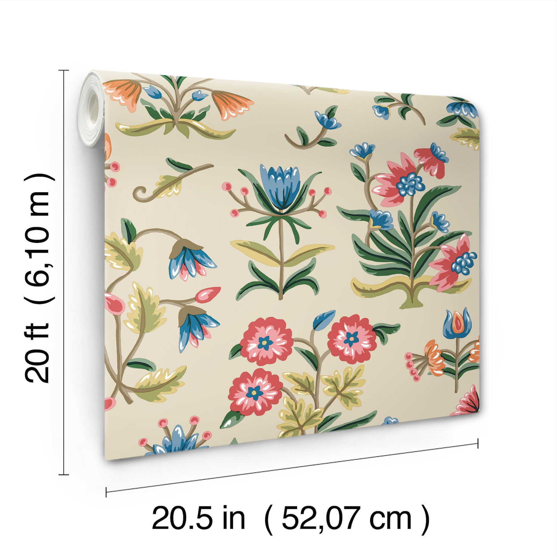 Heirloom Floral Taupe & Multi Peel & Stick Wallpaper large image 