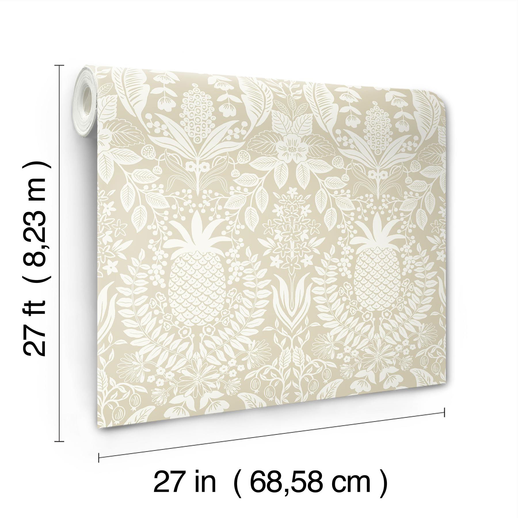 Pineapple Damask Linen Wallpaper large image 