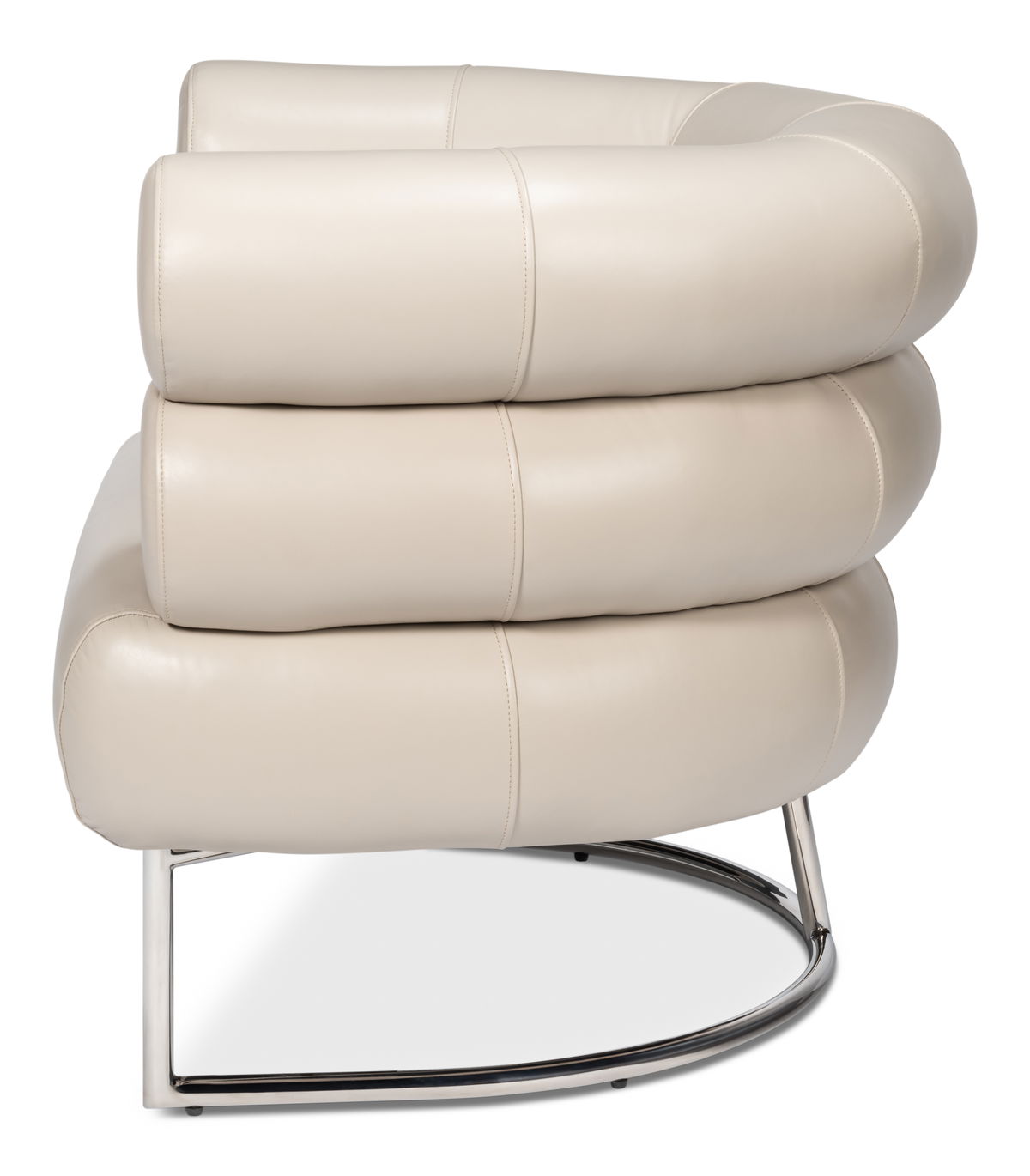 Rondo Occasional Leather Chair White, by Sarreid, 2'7" length x 3'2" width x 2'6" height View 9