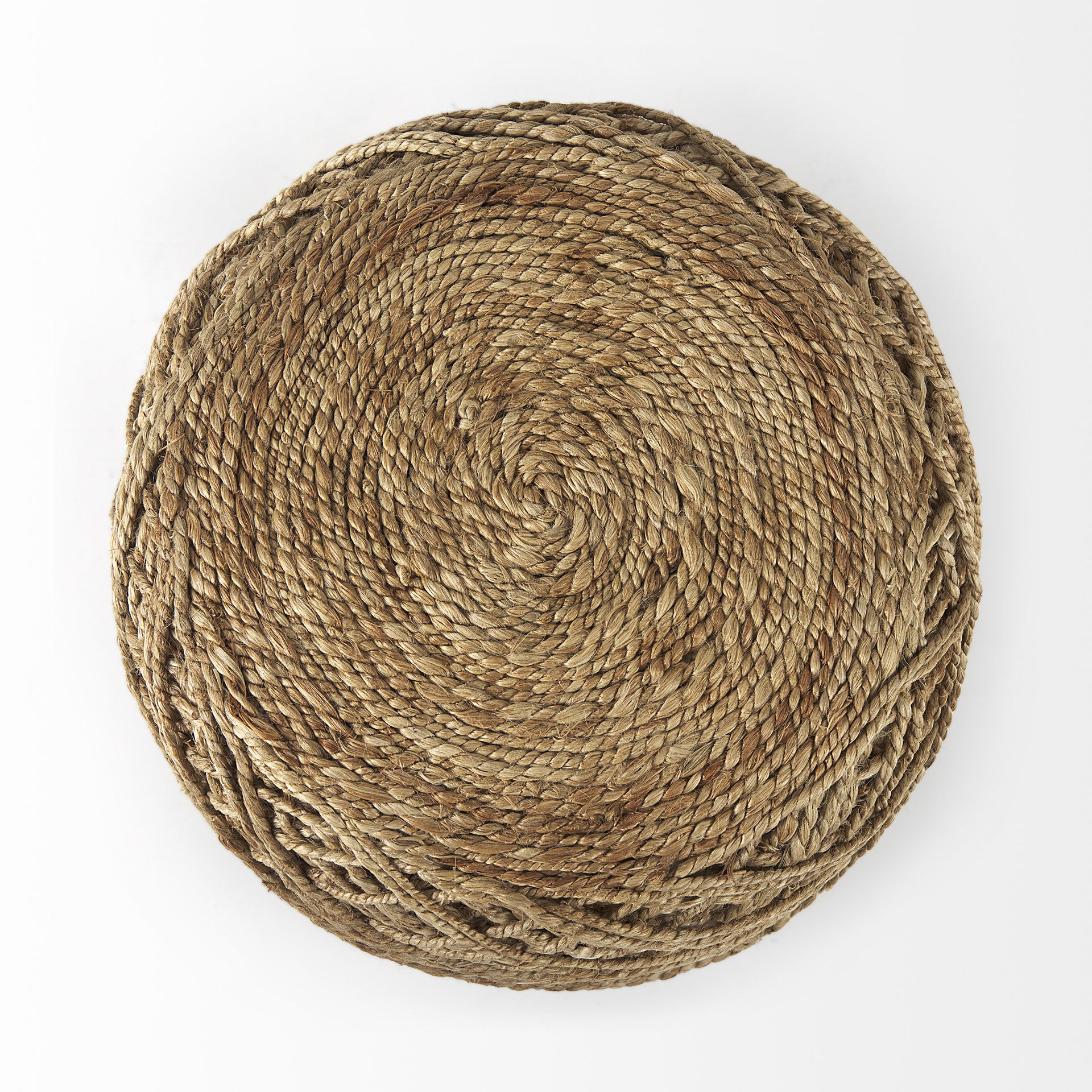 Allium Brown Handwoven Wool Cylindrical Pouf large image 