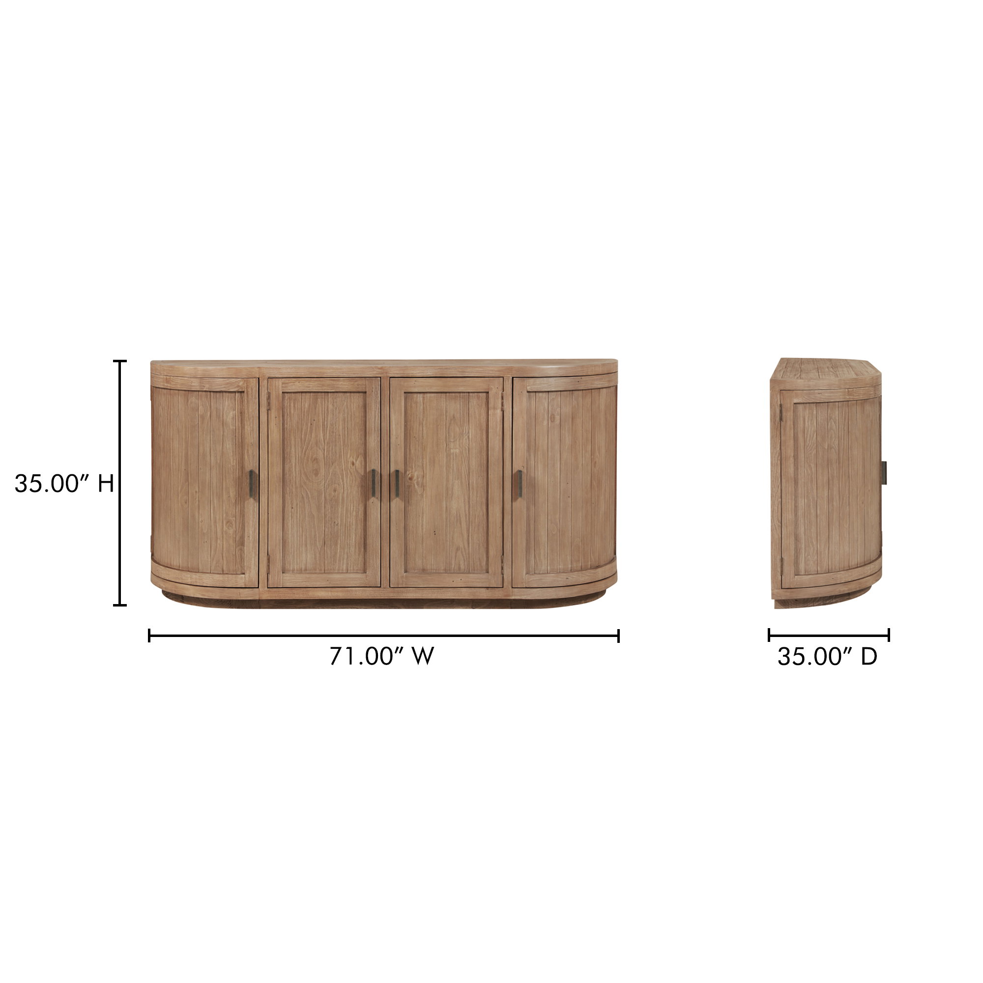 Nicola Sideboard Natural, Cabinets & Sideboard by Moe's Home, 71" width x 35" height x 17.7" depth View 13