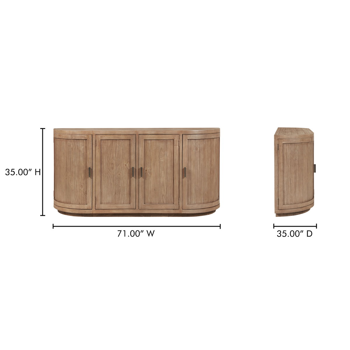 Nicola Sideboard Natural, Cabinets & Sideboard by Moe's Home, 71" width x 35" height x 17.7" depth View 13