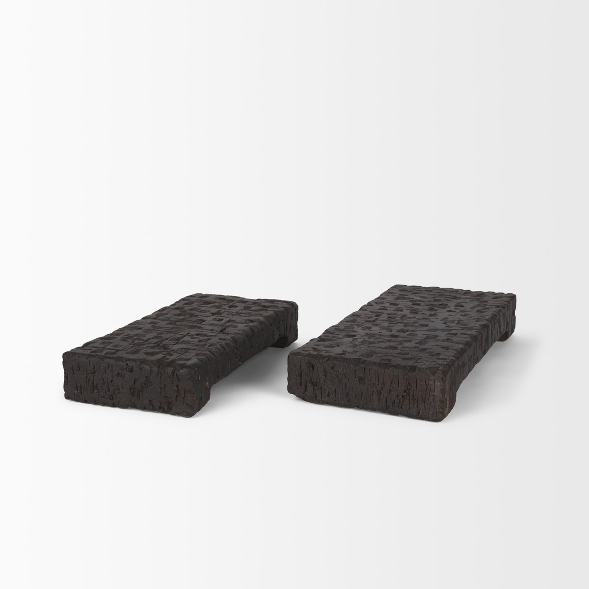 Shira Reclaimed Dark Brown Wooden Riser (Set of 2), Decorative Tray by Mercana, 18" length x 7.75" width x 2.5" height View 5