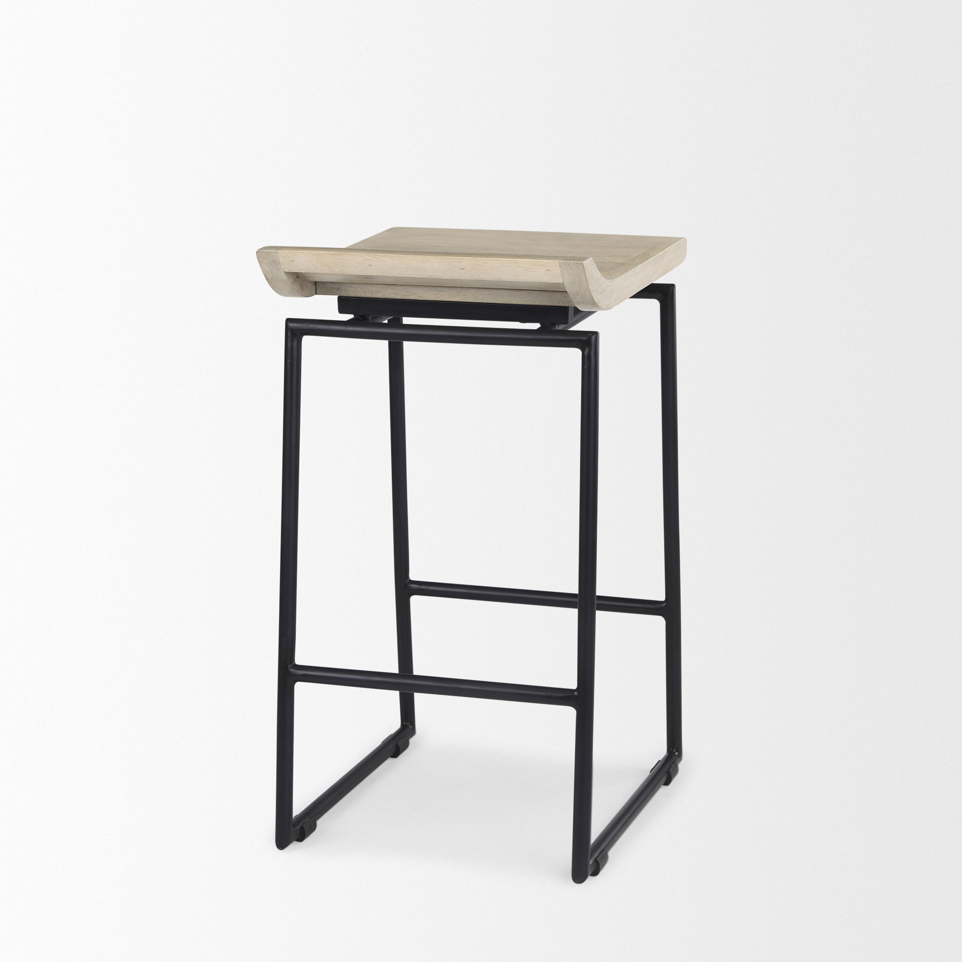Givens 25.8'H Seat Height Natural Wood with Black Metal Counter Stool, Counter & Bar Stool by Mercana, 14.1" length x 15.8" width x 26" height View 6