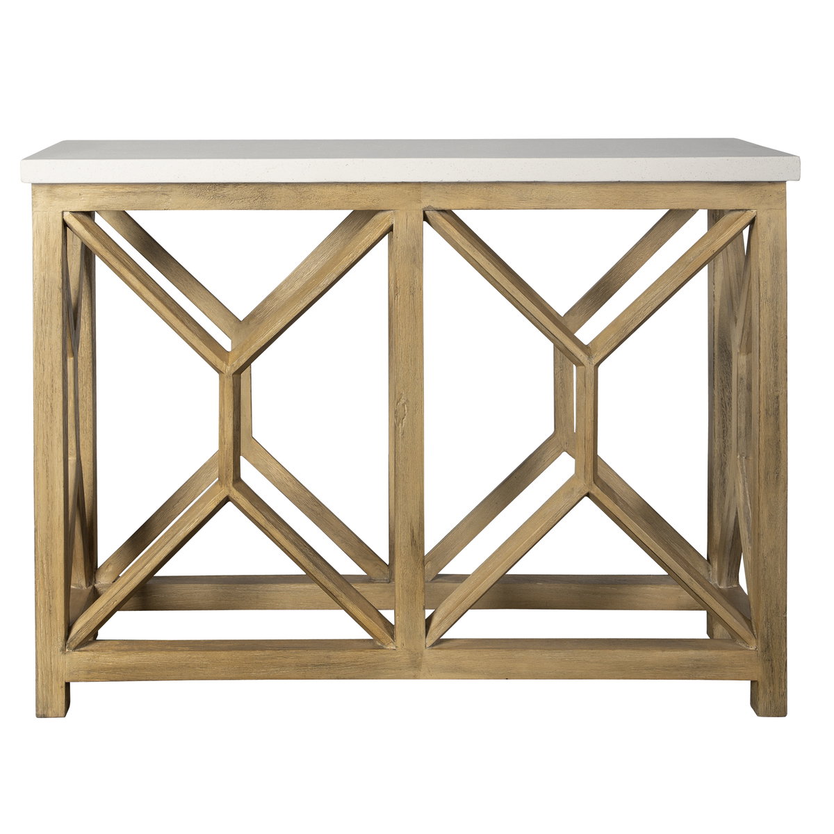 Catali Ivory Stone Console Table, by Uttermost, 41" width x 30" height x 14" depth View 1