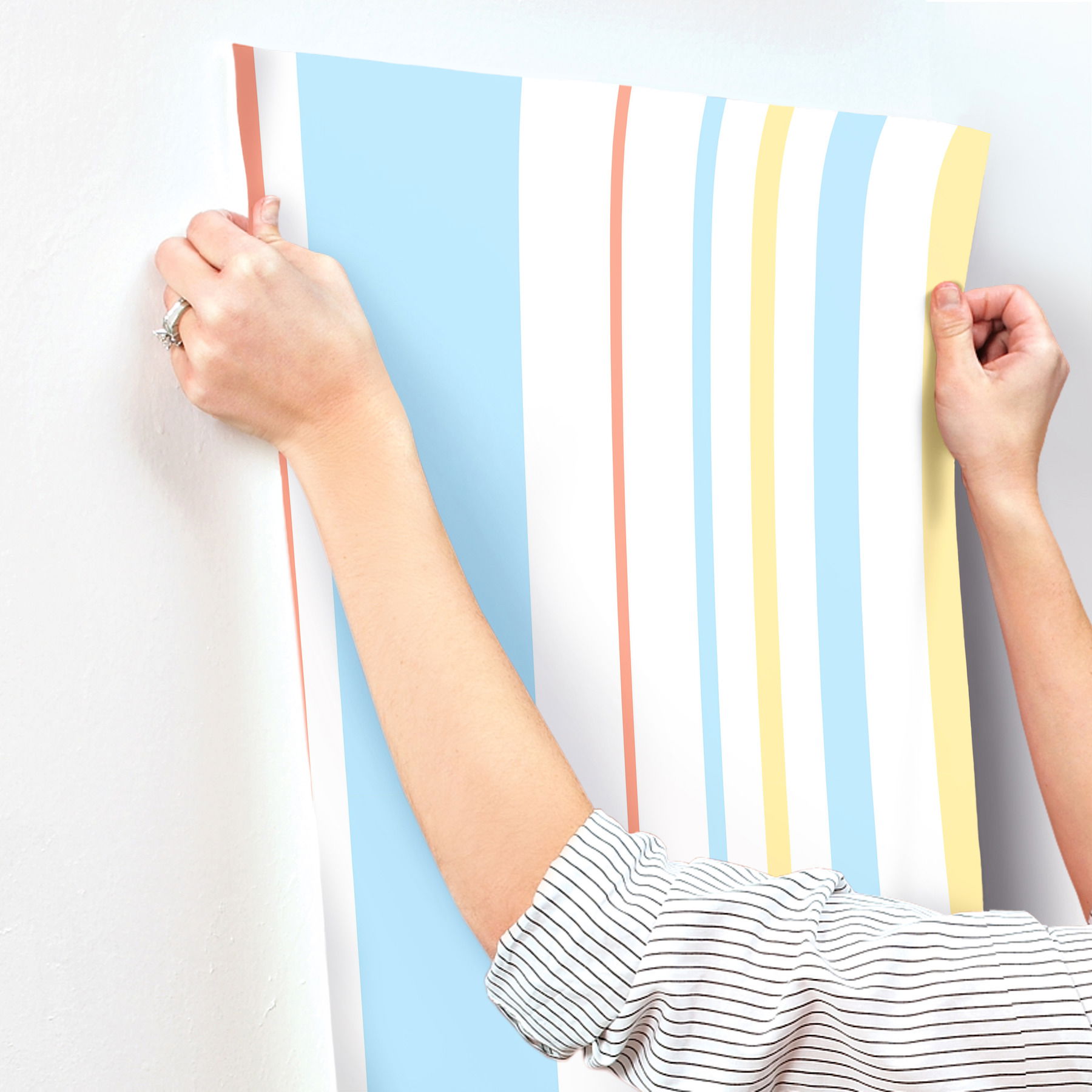 Disney & Pixar Toy Story 4 Owens Stripe Blue & Orange Wallpaper, by York Wall, 33' length x 1'8.5" width x 0.02" depth View 4