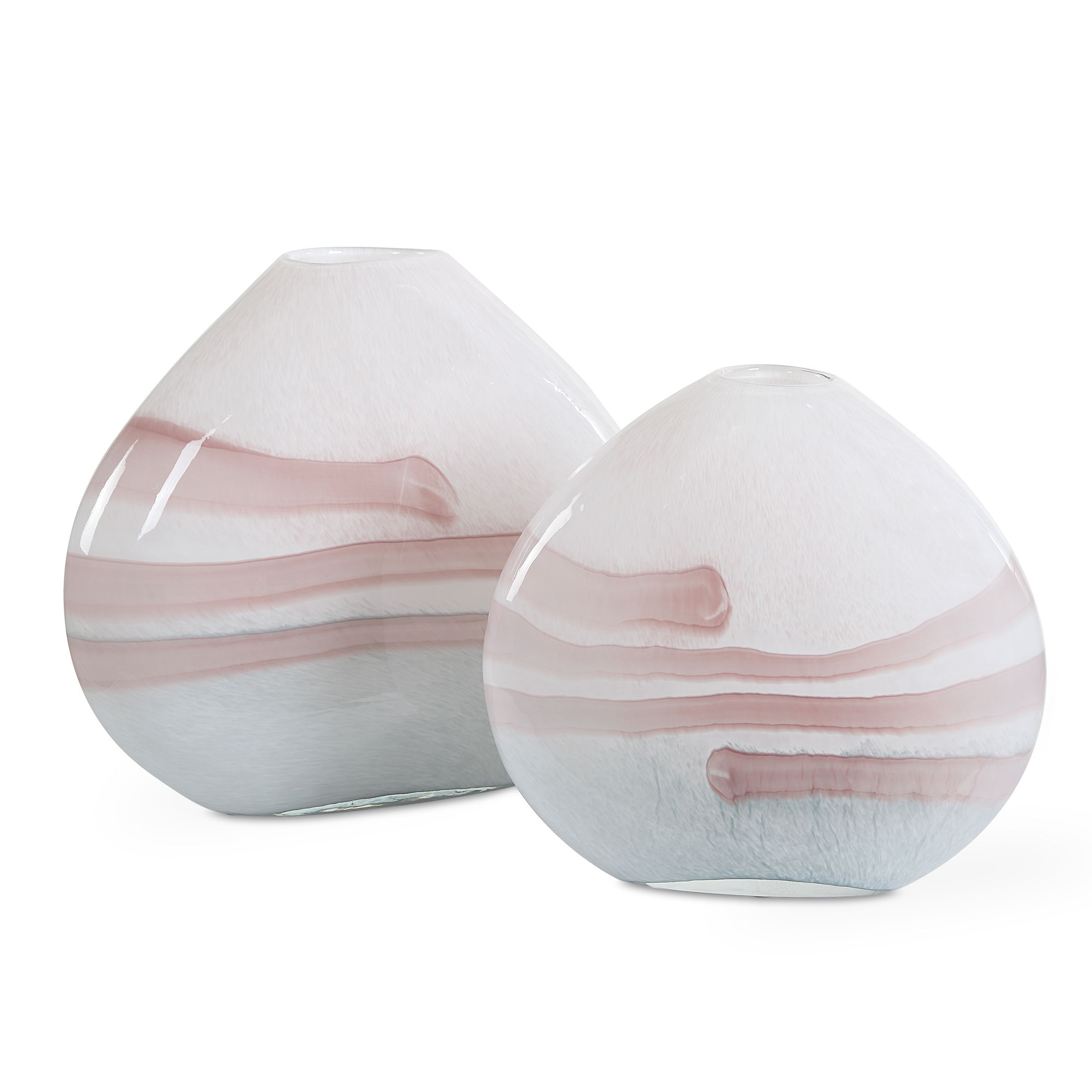 Blush Swirl Glass Vases, S/2 large image 