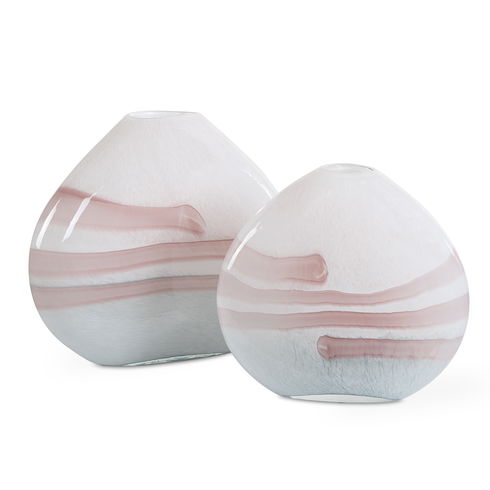 Blush Swirl Glass Vases, S/2