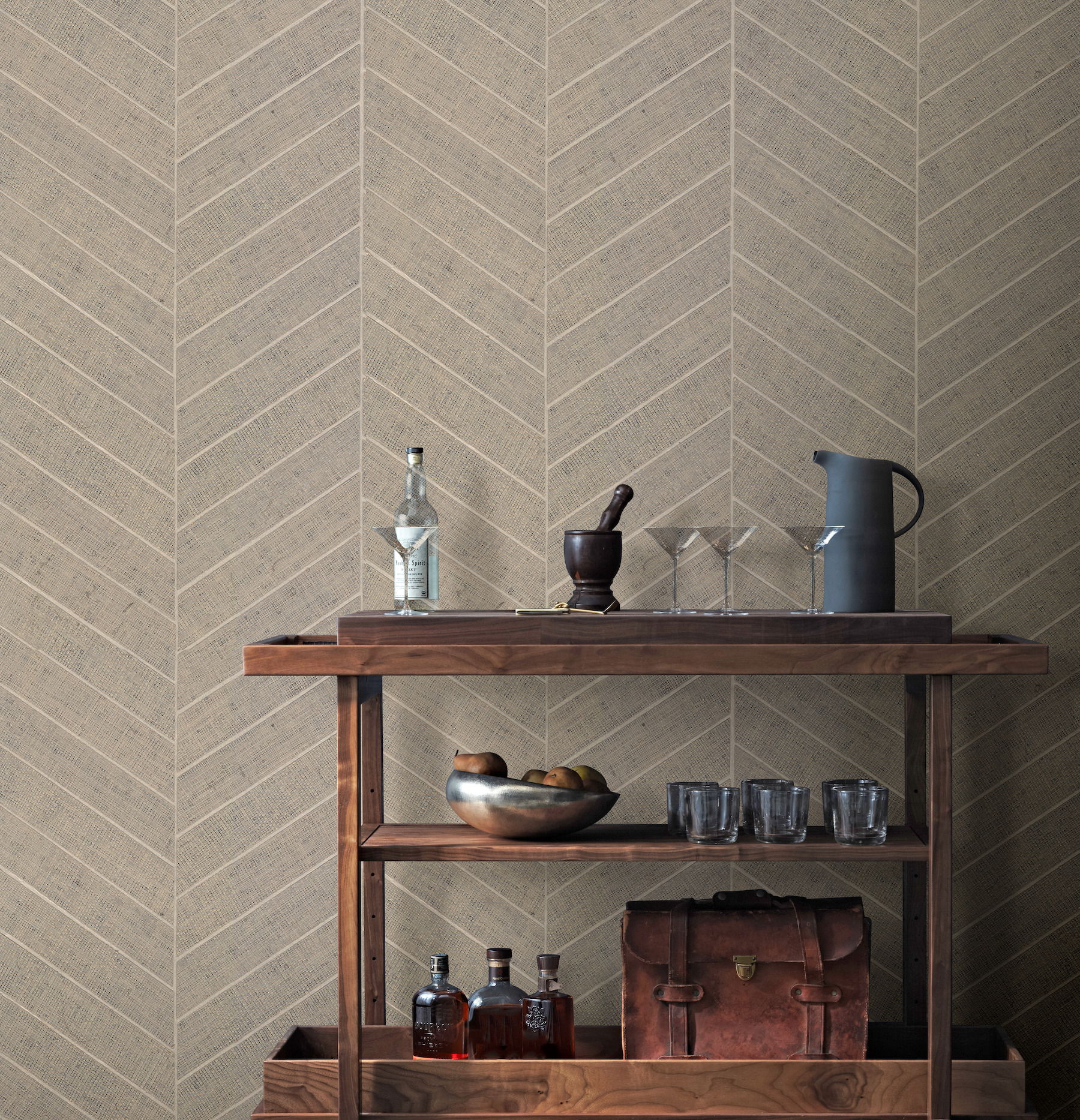 Atelier Herringbone Off White Wallpaper, by York Wall, 24' length x 3' width x 0.02" depth View 3