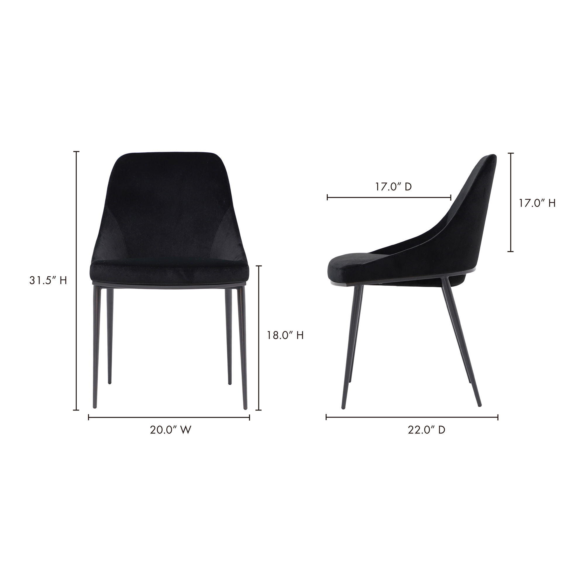 Sedona Dining Chair Shadowed Black Velvet - Set Of Two large image 
