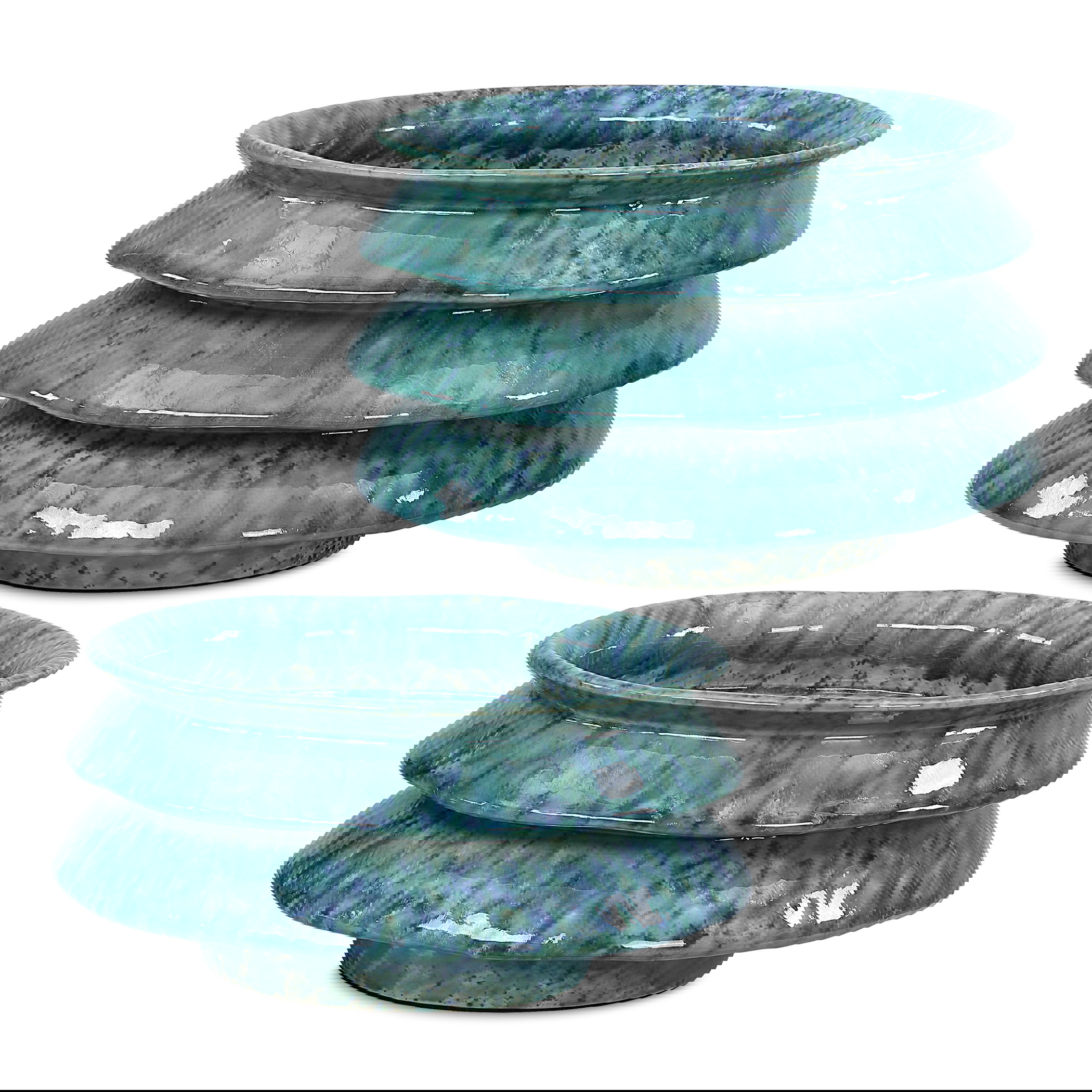 ZigZag Blue Green Bowls Set/2 large image 